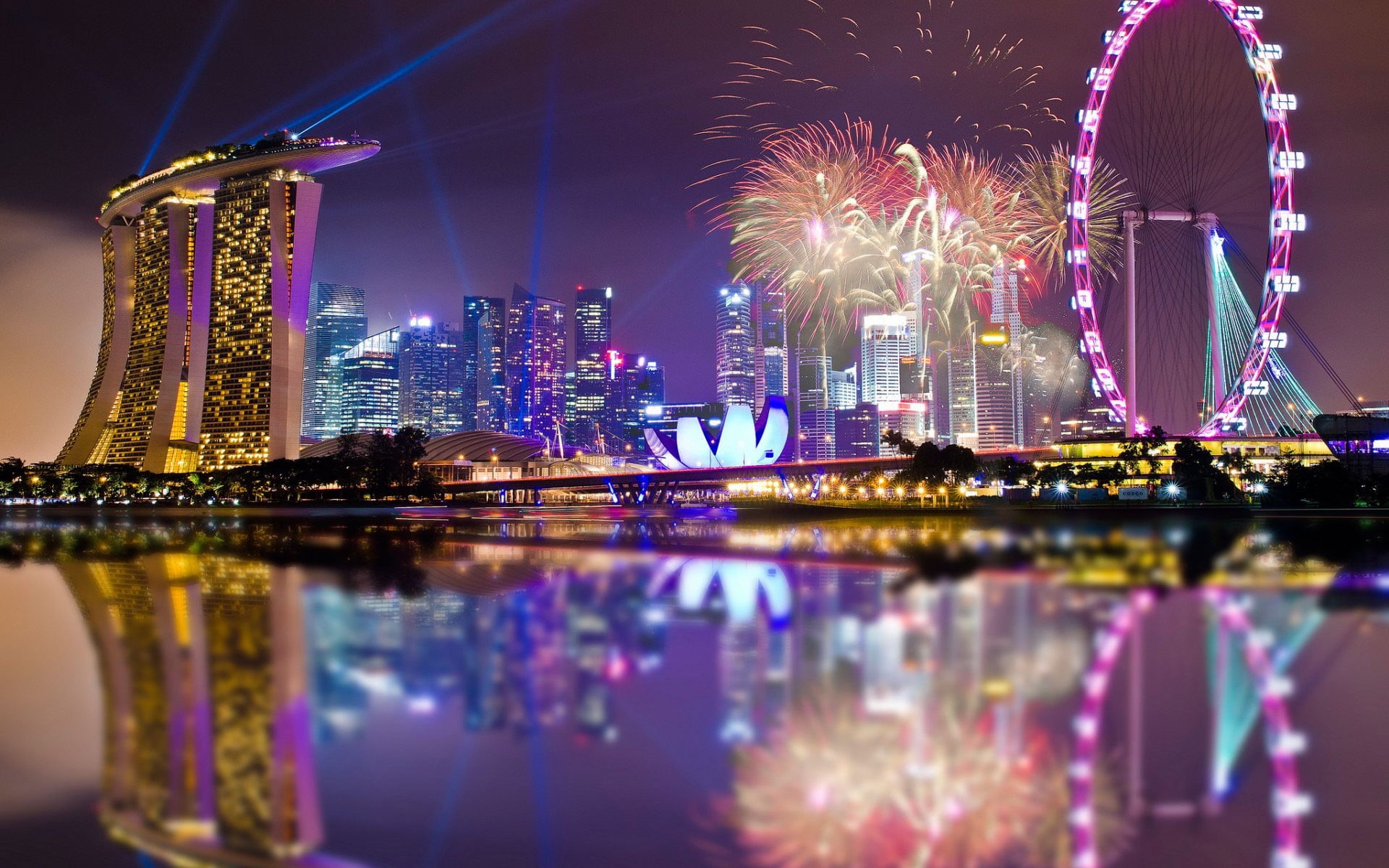 eye, outdoors, travel destinations, fireworks, built structure, cityscape, building exterior, landscape, office building exterior, illuminated, tall - high, HD Wallpaper