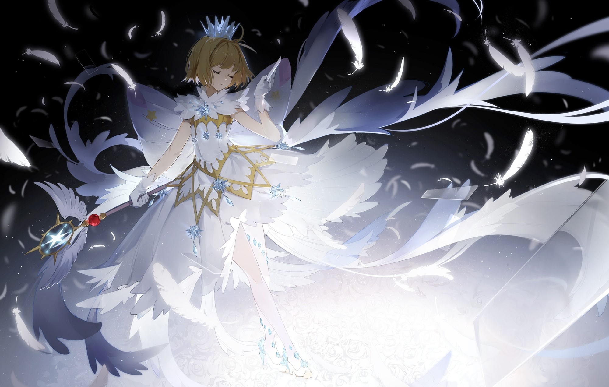 decoration, flower, staff, flowering plant, full frame, backgrounds, celebration, white color, plant, beauty in nature, 1080P, vulnerability, cardcaptor sakura: clear card-hen, HD Wallpaper