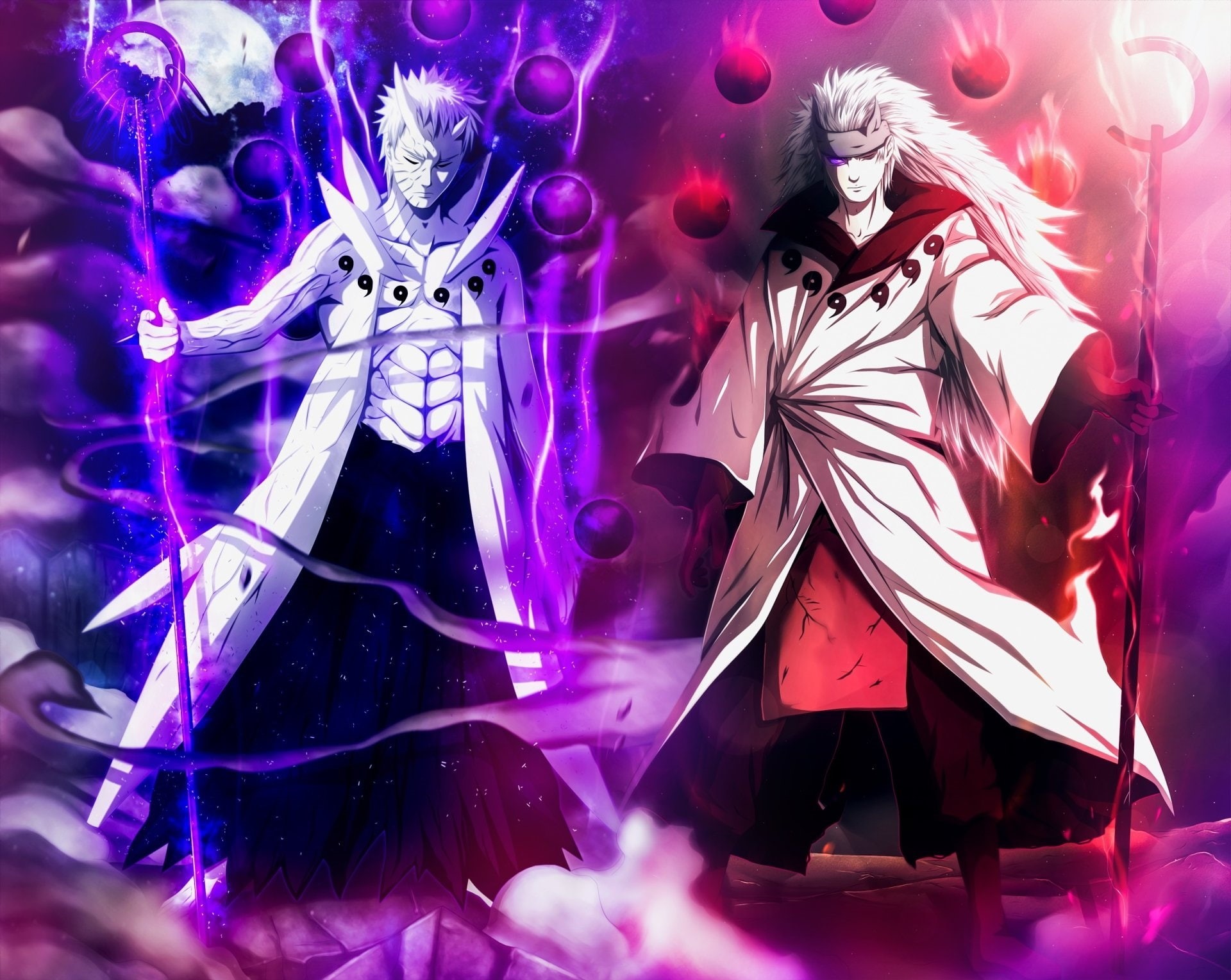 uchiha madara, Anime, uchiha obito, naruto, 1080P, staff, HD Wallpaper