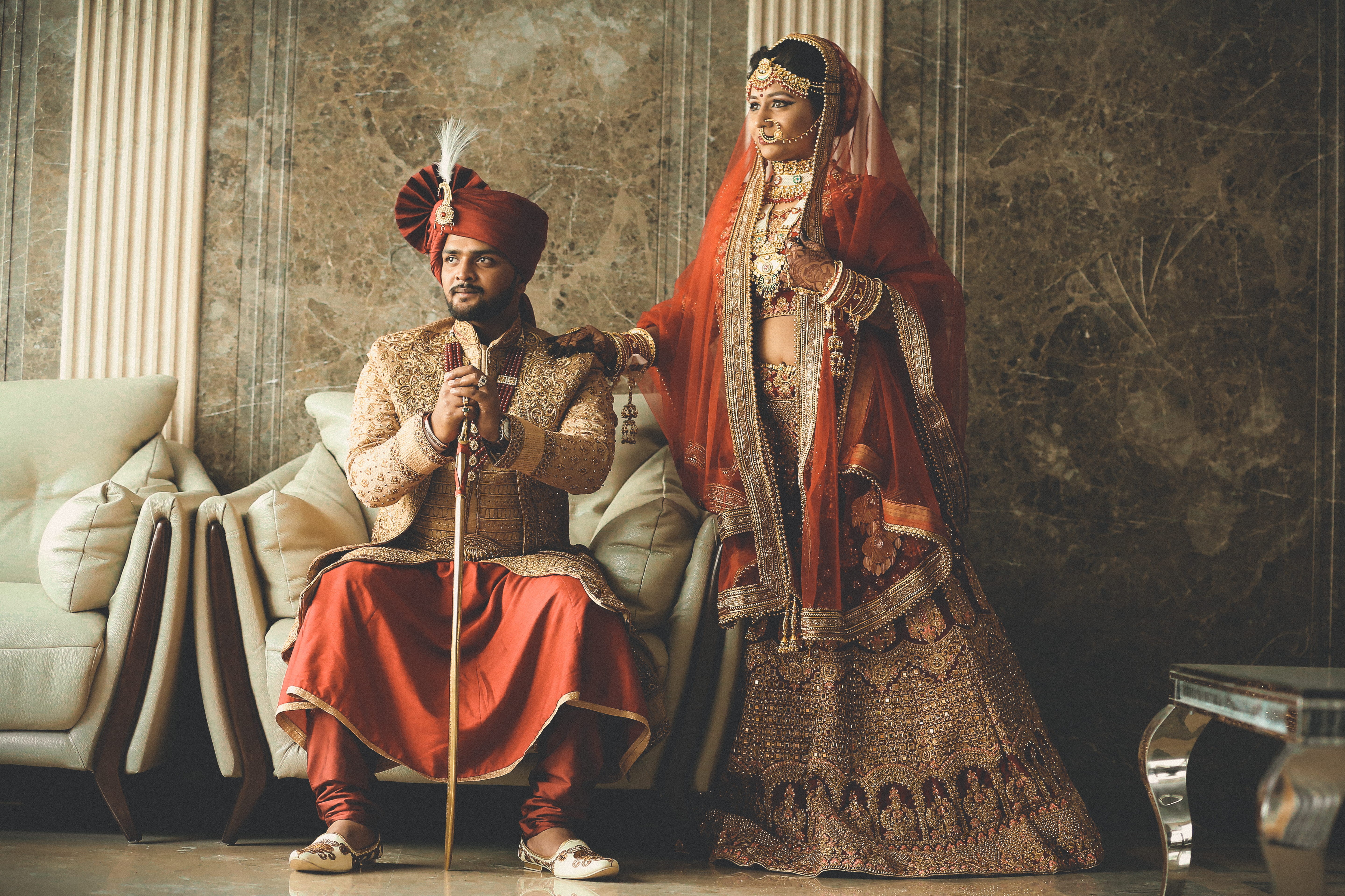 love, bridal gown, front view, traditional clothing, traditional, men, representation, art and craft, sits, engagement, holding, ceremony, seat, left, traditional wear, HD Wallpaper