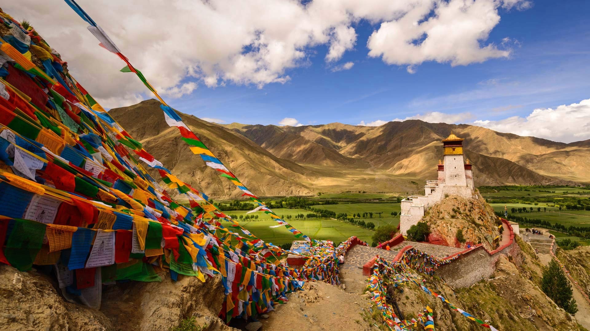 tower, 1080P, Yungbulakang Palace, China, Tibet, mountains, Palace, HD Wallpaper
