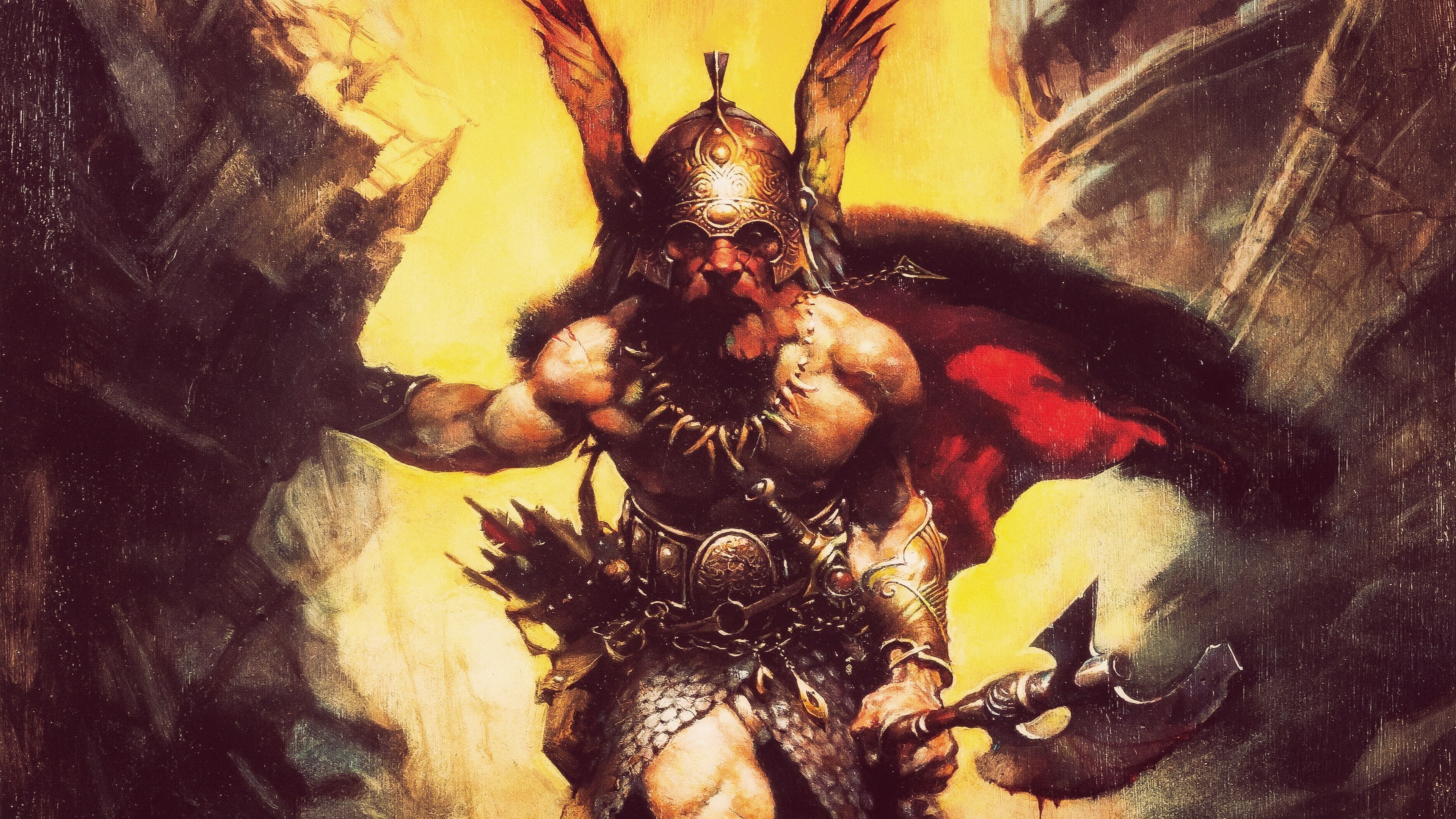 axes, Frank Frazetta, concept art, artwork, 4K, fantasy art, HD Wallpaper