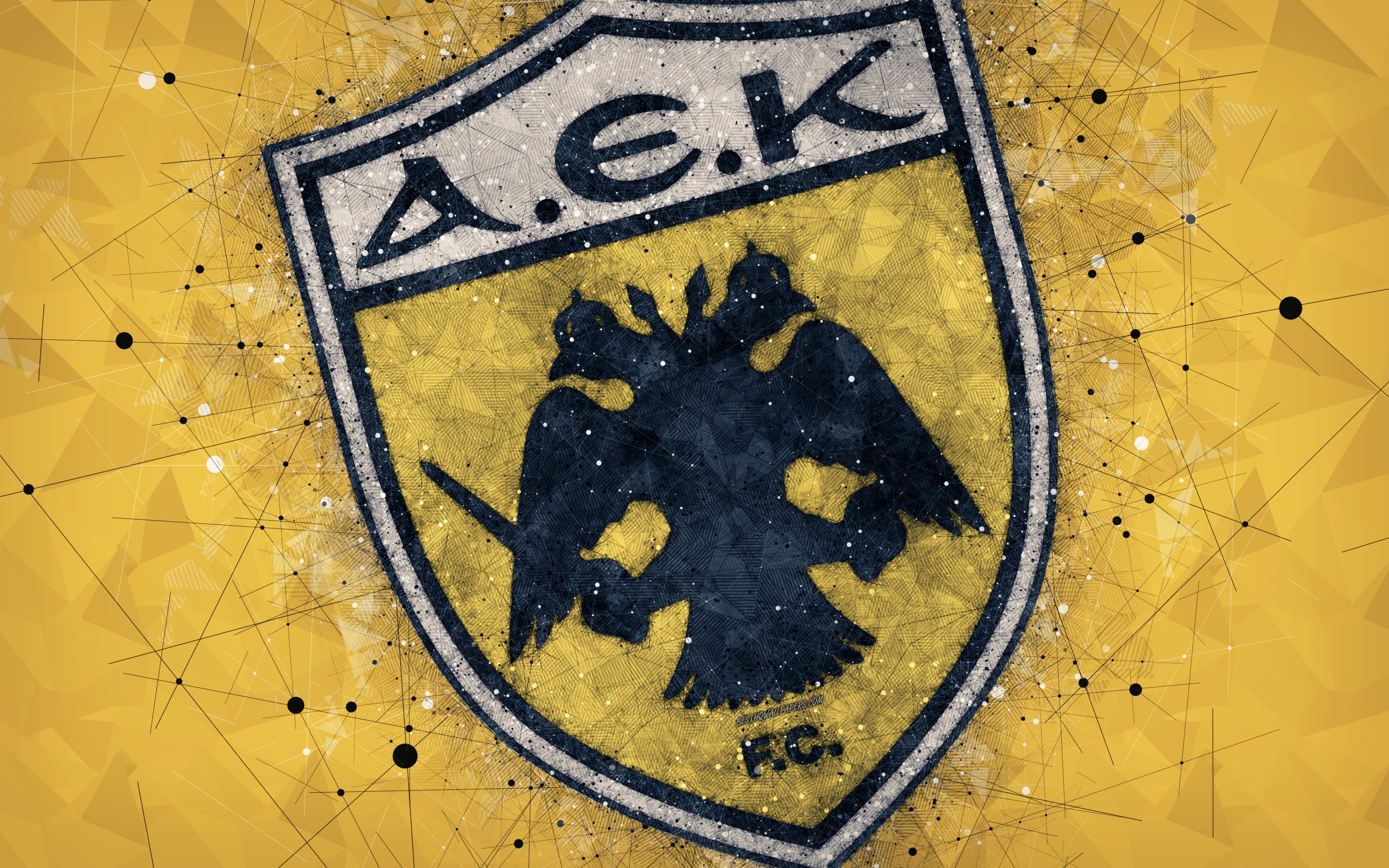 AEK Athens F.C., Logo, Emblem, 4K, Soccer, HD Wallpaper