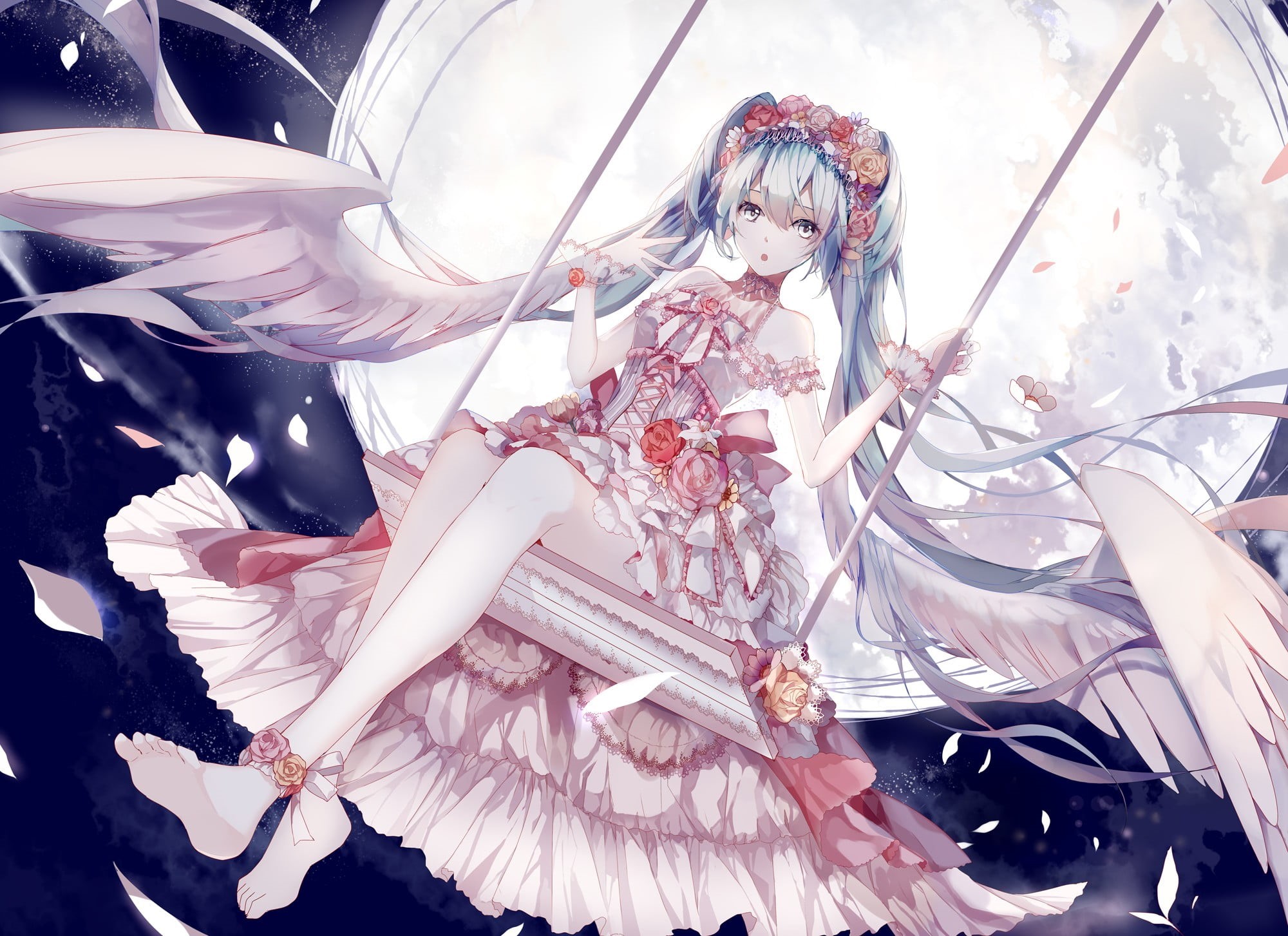 Hatsune Miku, flowering plant, nature, fashion, art and craft, one person, anime, floral pattern, tree, beauty in nature, women, close-up, lifestyles, fragility, HD Wallpaper
