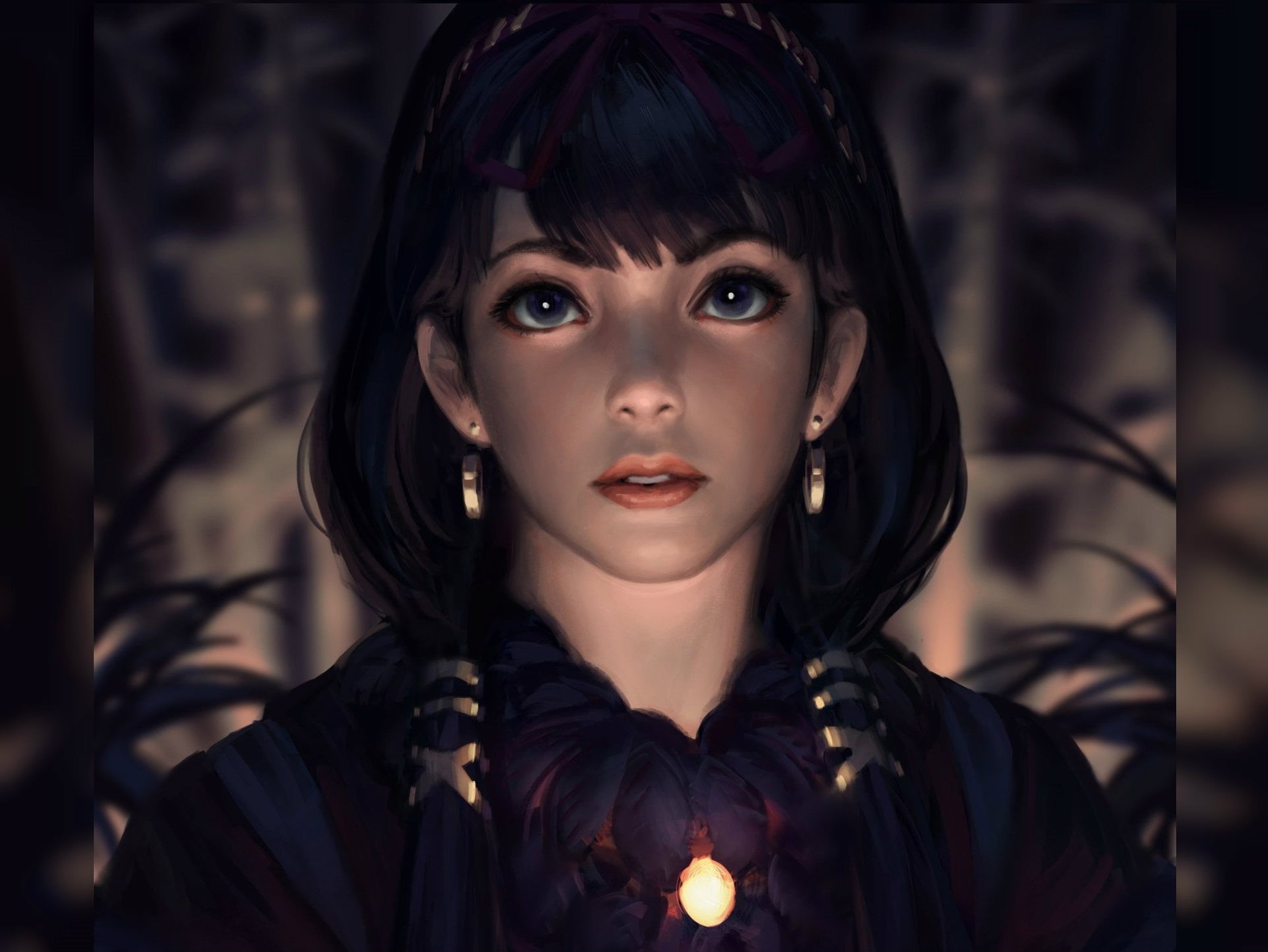 digital art, 1080P, samurai, GUWEIZ, face, Z.W. Gu, pigtails, women, fantasy girl, HD Wallpaper