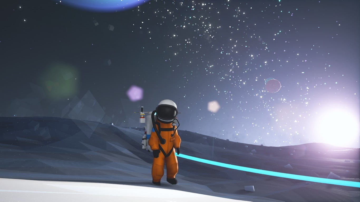 one person, mountain, 720P, space, clothing, full length, astronaut, illustration, sky, rear view, star - space, snowing, lens flare, night, cold temperature, HD Wallpaper