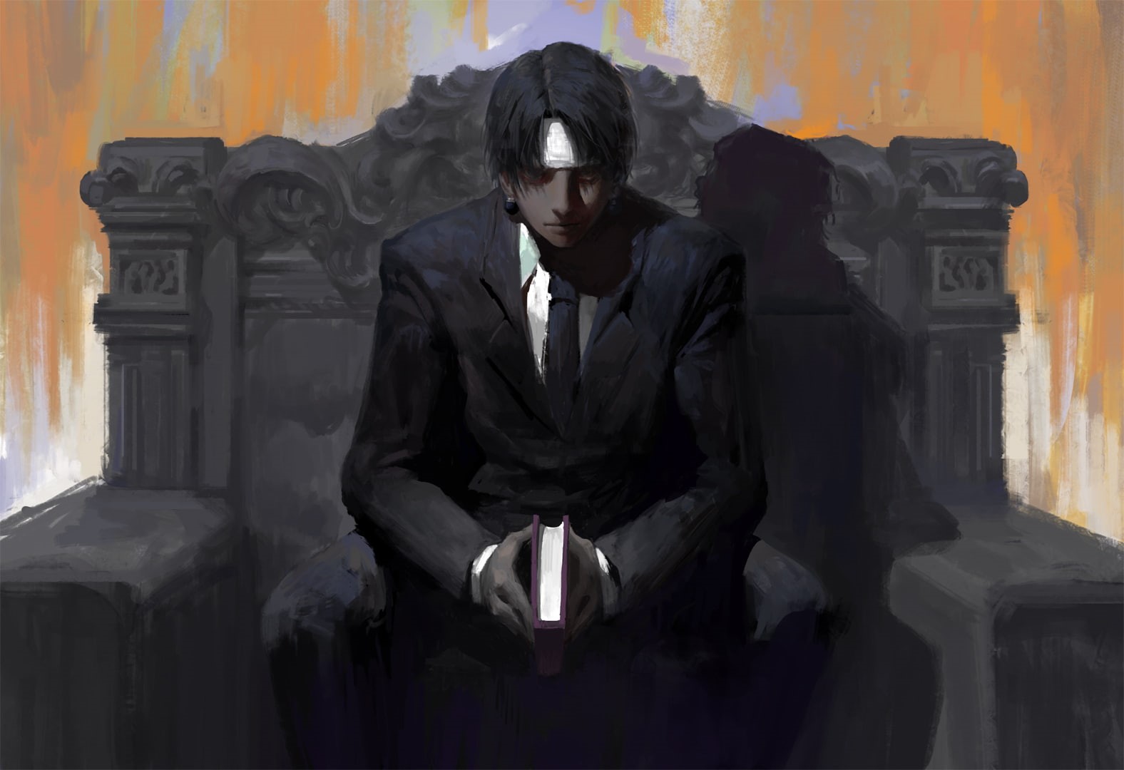Hunter x Hunter, books, suits, 720P, anime boys, tie, sitting, anime, HD Wallpaper