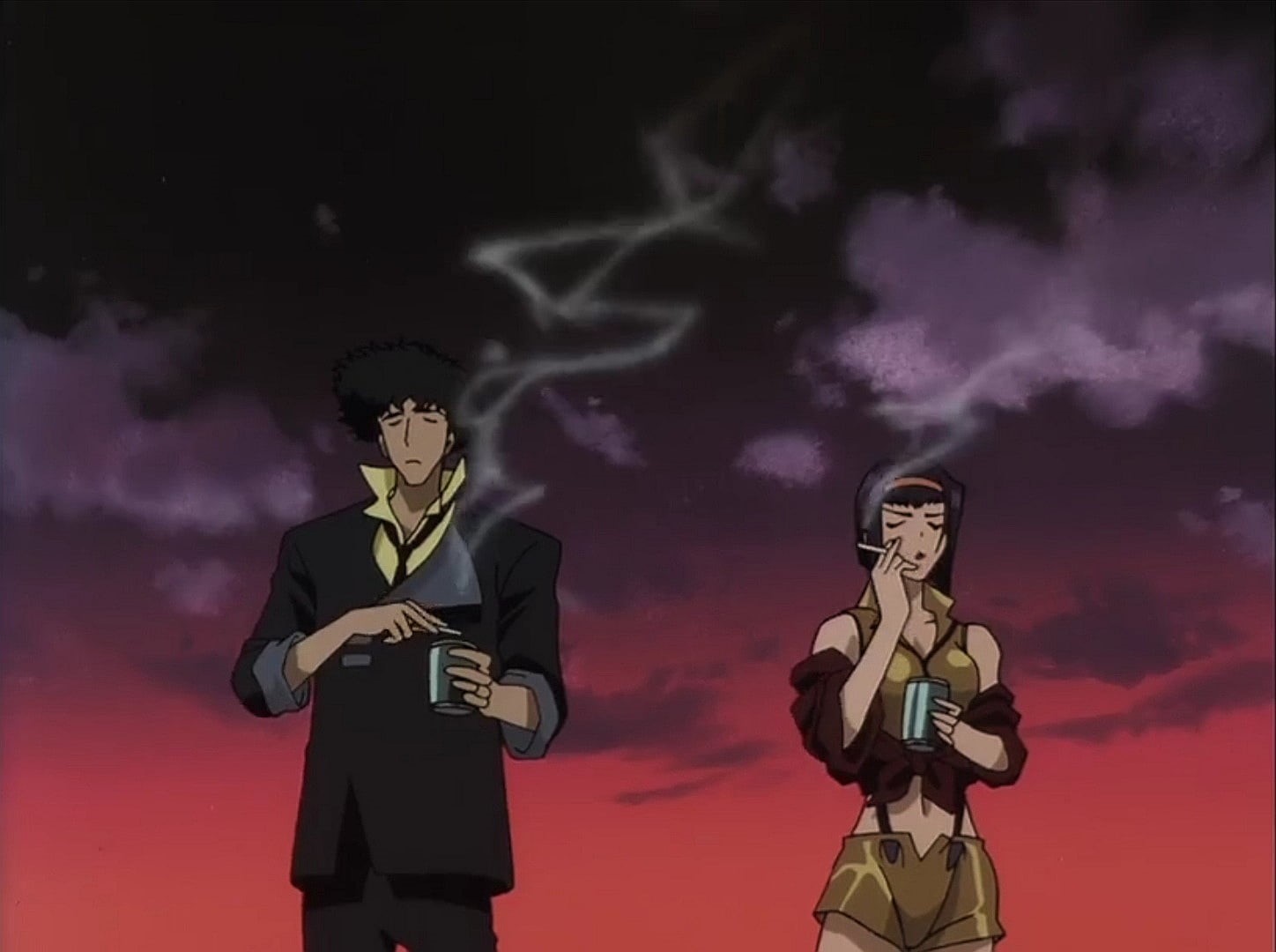 Faye Valentine, anime, 720P, smoke, Spike Spiegel, Cowboy Bebop, HD Wallpaper