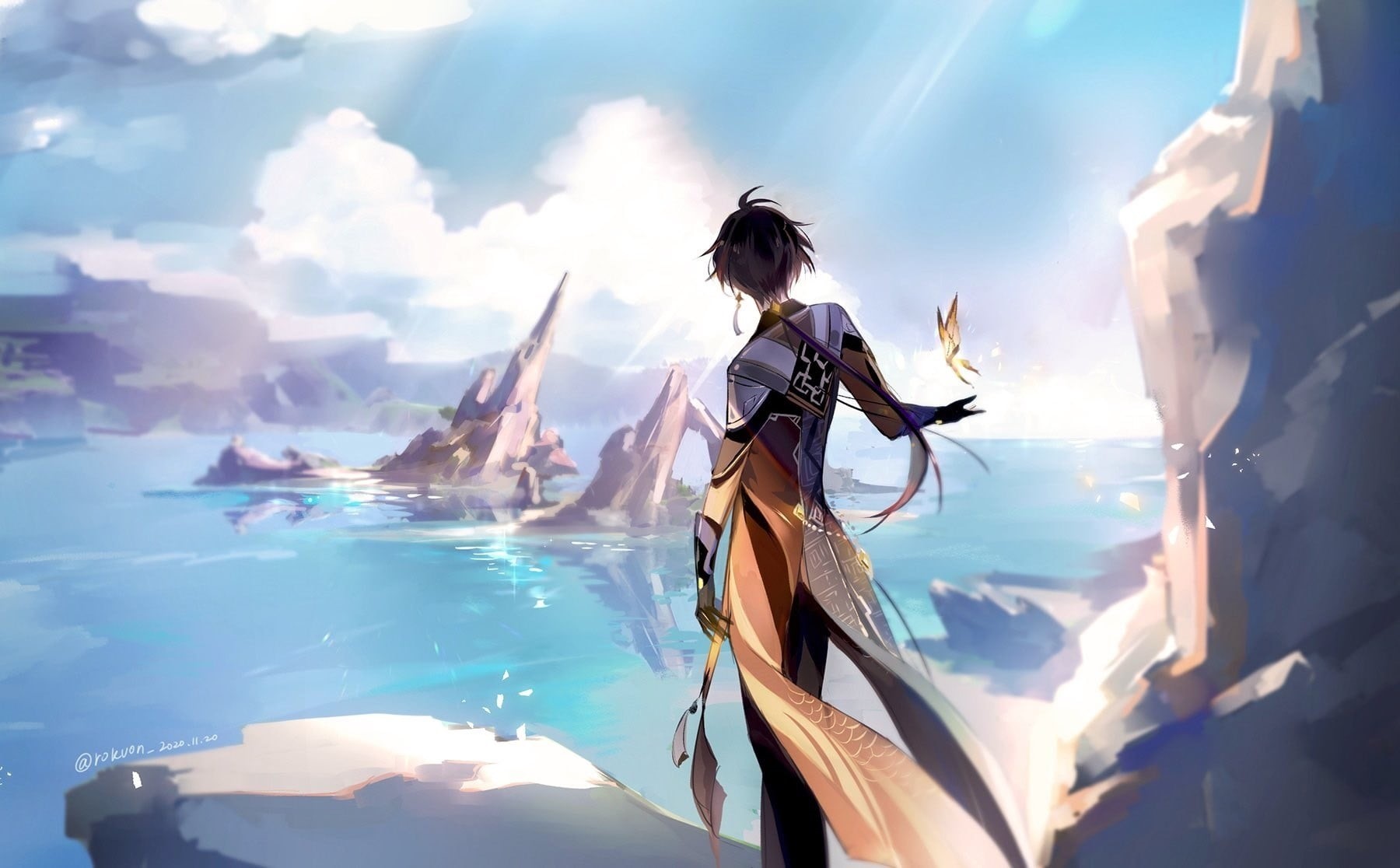 Zhongli (Genshin Impact), Genshin Impact, anime boys, 720P, HD Wallpaper