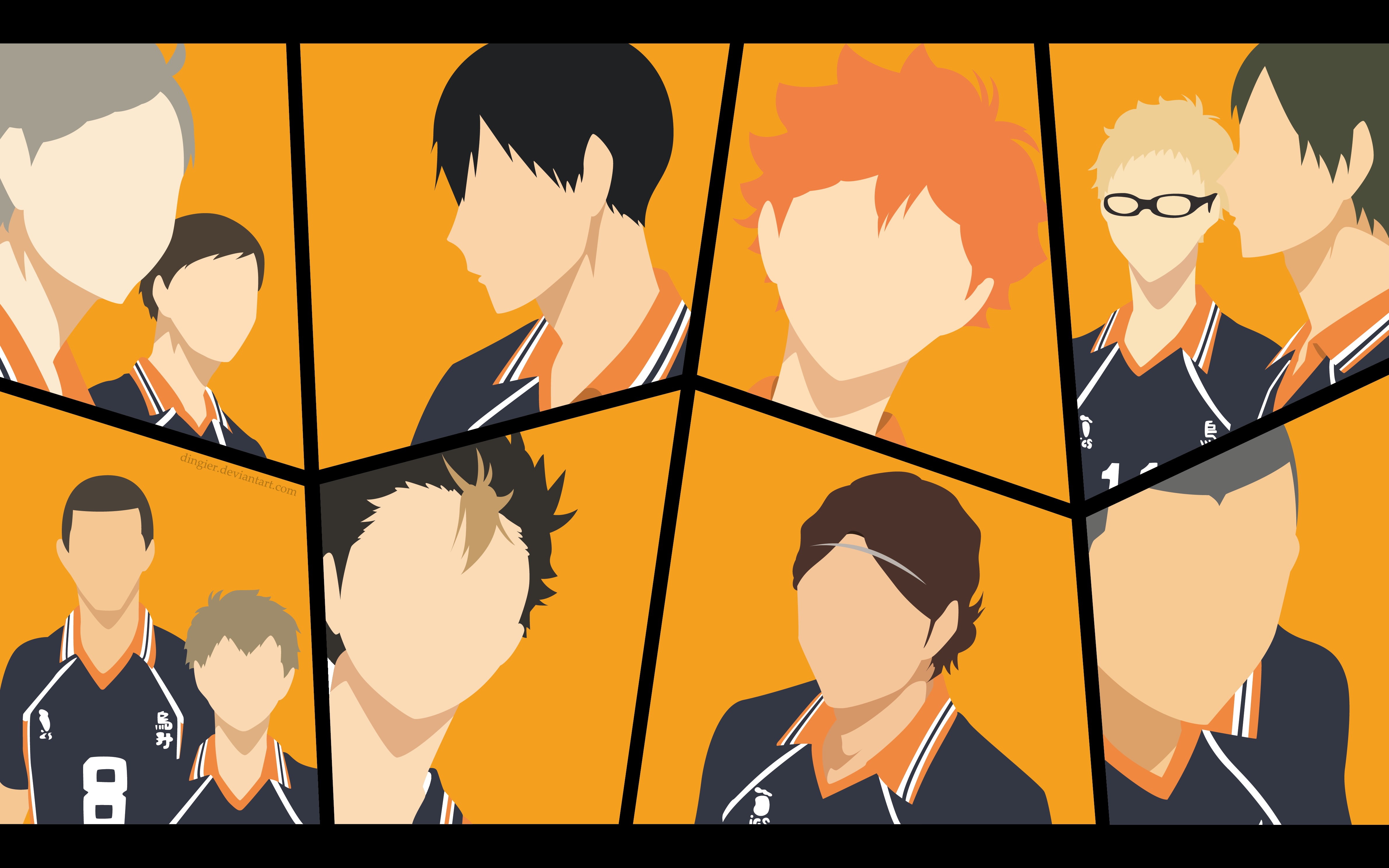 Kei Tsukishima, Ryūnosuke Tanaka, Shōyō Hinata, Kazuhito Narita, Haikyu!!, Yū Nishinoya, Daichi Sawamura, Hisashi Kinoshita, Anime, Kōshi Sugawara, Asahi Azumane, HD Wallpaper