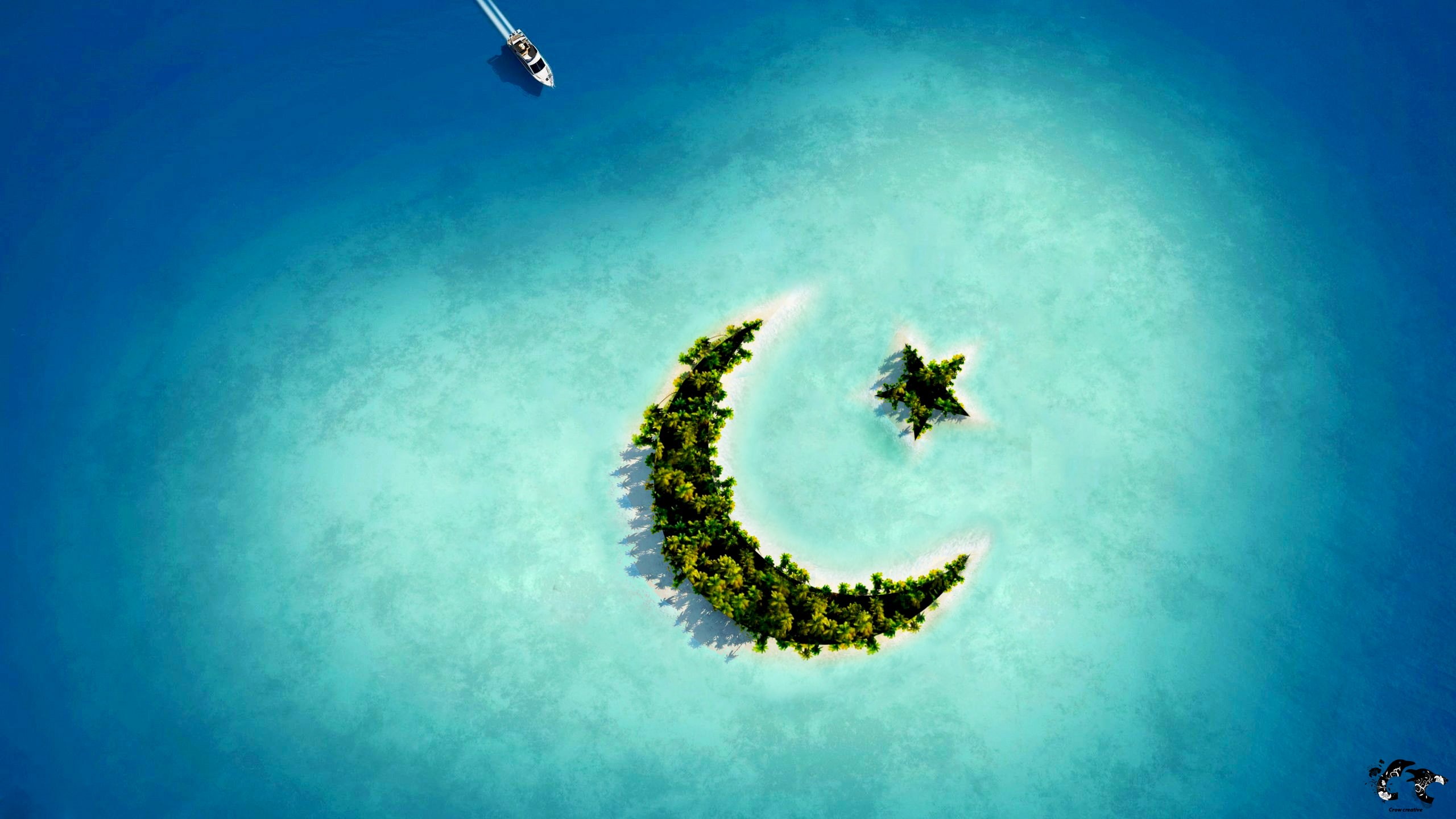 photography, moon, crescent, hd, island, star, 2K, HD Wallpaper