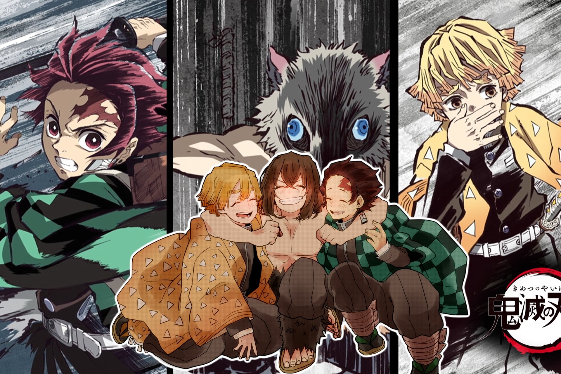 Zenitsu Agatsuma, Tanjirou Kamado, Inosuke Hashibira, 1080P, Demon Slayer: Kimetsu no Yaiba, Anime, HD Wallpaper