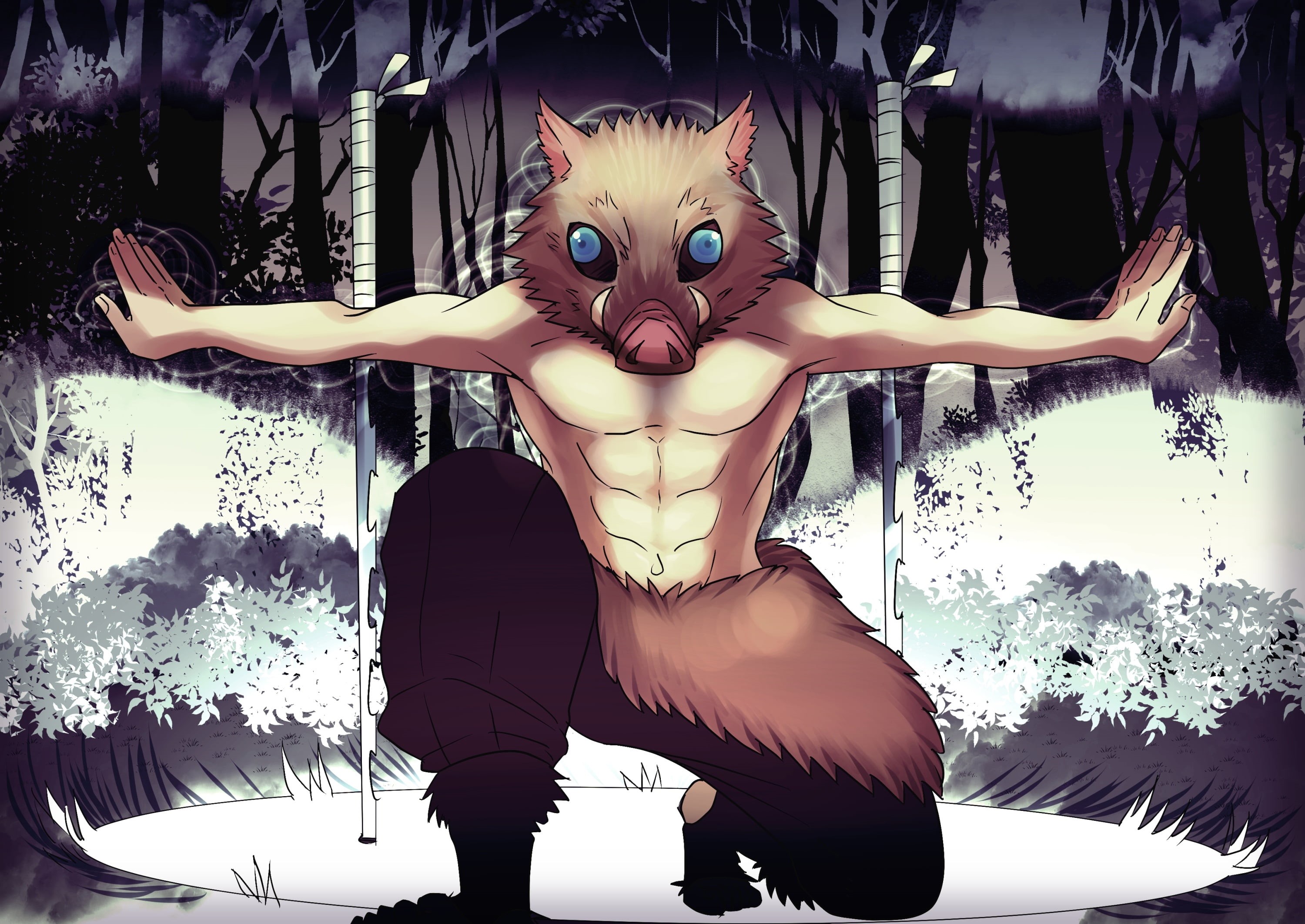 2K, Demon Slayer: Kimetsu no Yaiba, Inosuke Hashibira, Anime, HD Wallpaper