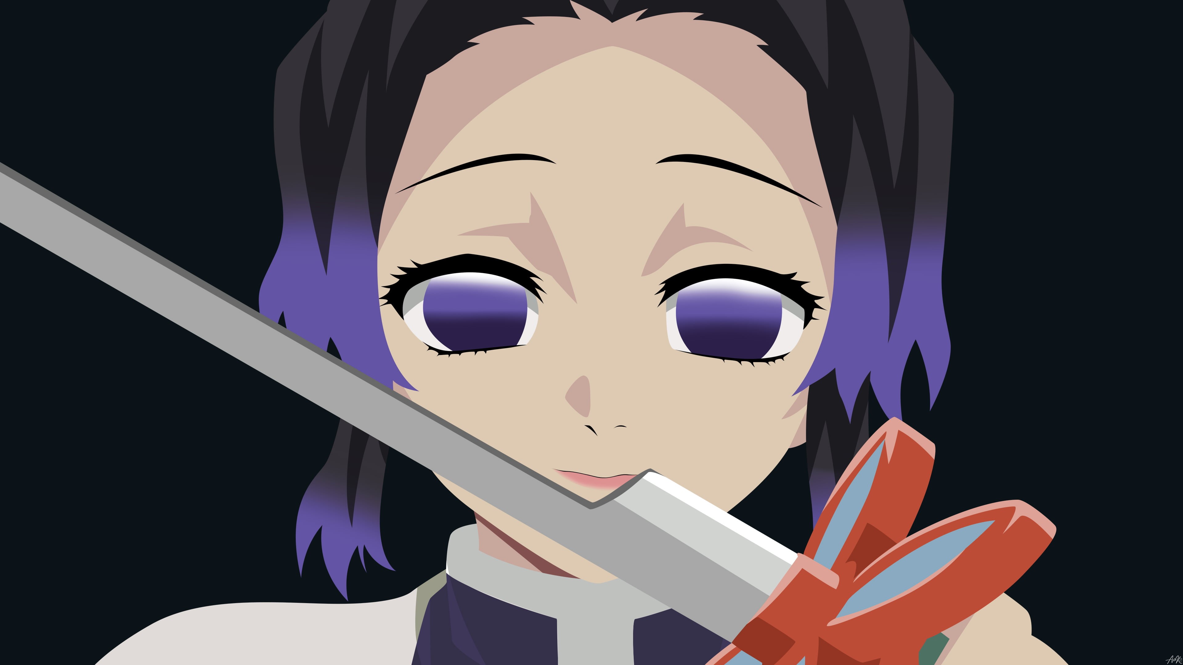Kochou Shinobu, anime, Kimetsu no Yaiba, anime girls, sword, 4K, HD Wallpaper