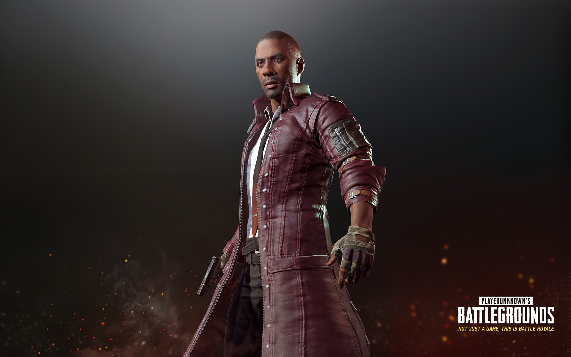 pants, the game, 1080P, gun, belt, character, playerunknowns battlegrounds, man, tie, cloak, gloves, stand, pubg, HD Wallpaper