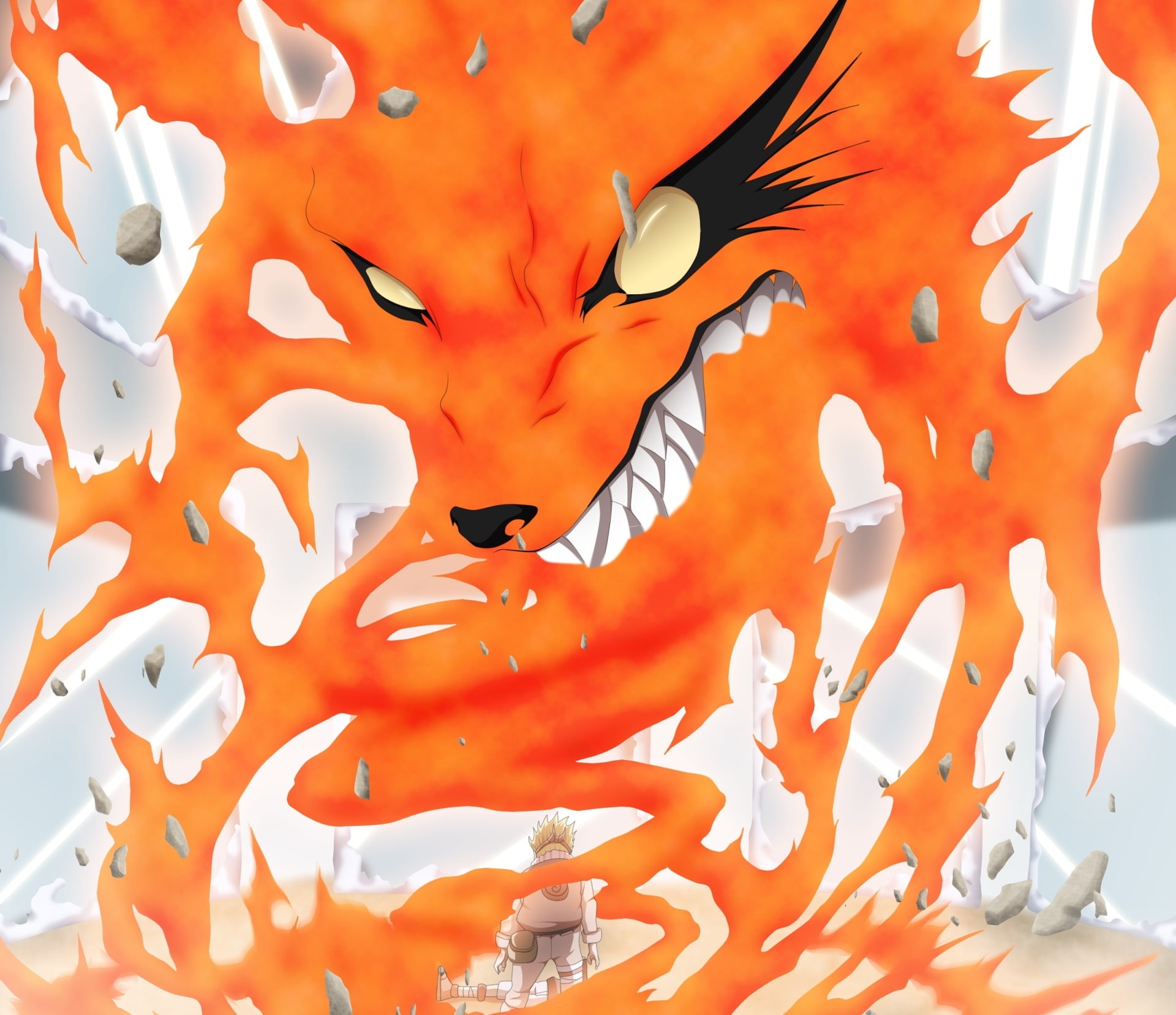 1080P, Naruto, Sasuke Uchiha, Naruto Uzumaki, Kurama (Naruto), Anime, HD Wallpaper