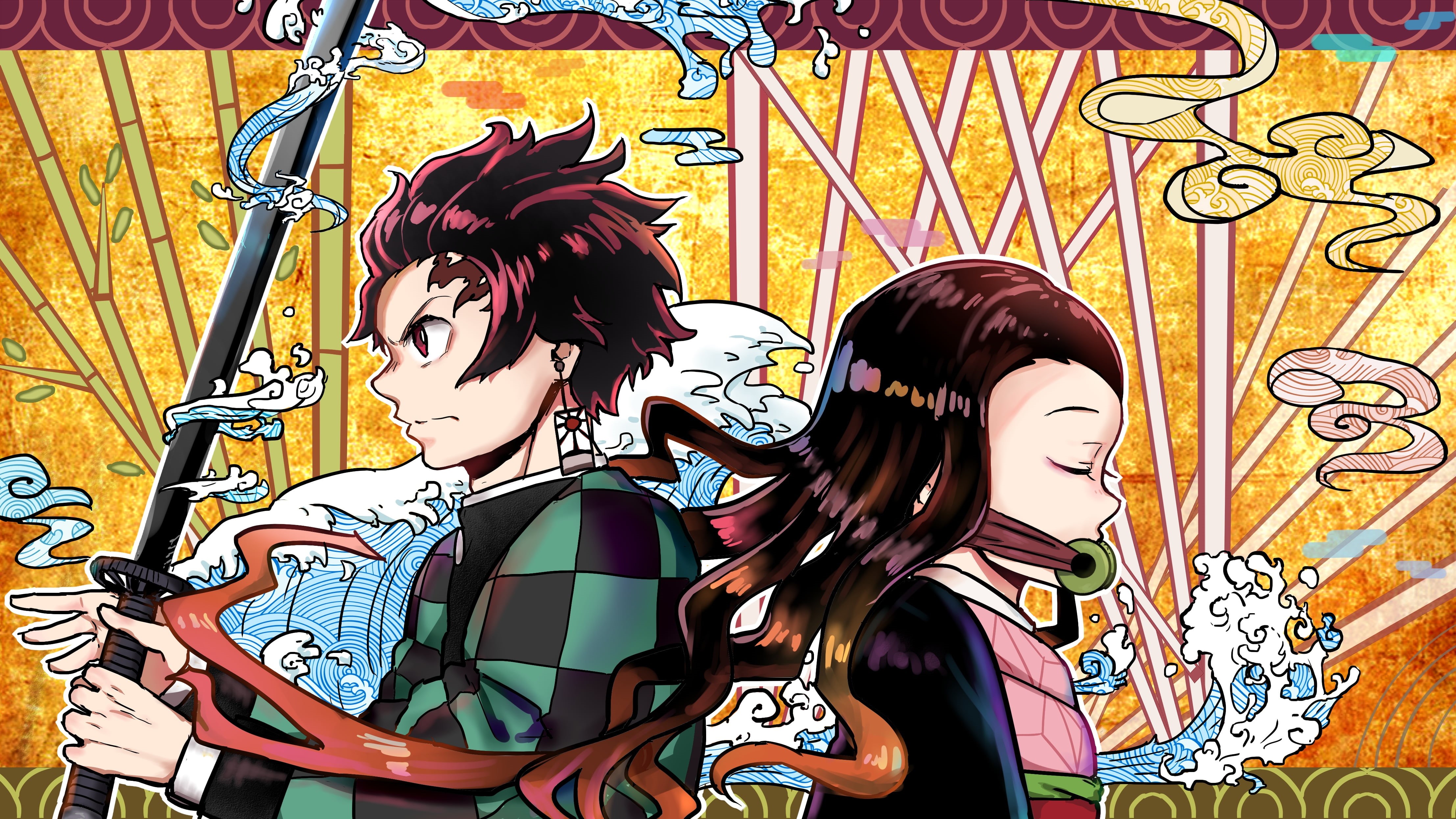Nezuko Kamado, 4K, Demon Slayer: Kimetsu no Yaiba, Tanjirou Kamado, Anime, HD Wallpaper