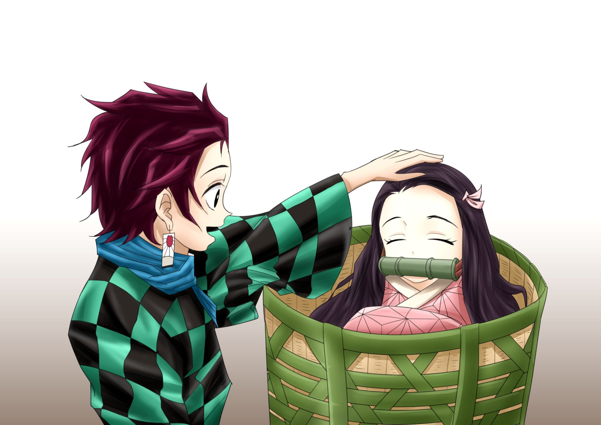Demon Slayer: Kimetsu no Yaiba, Anime, Nezuko Kamado, Tanjirou Kamado, 1080P, HD Wallpaper