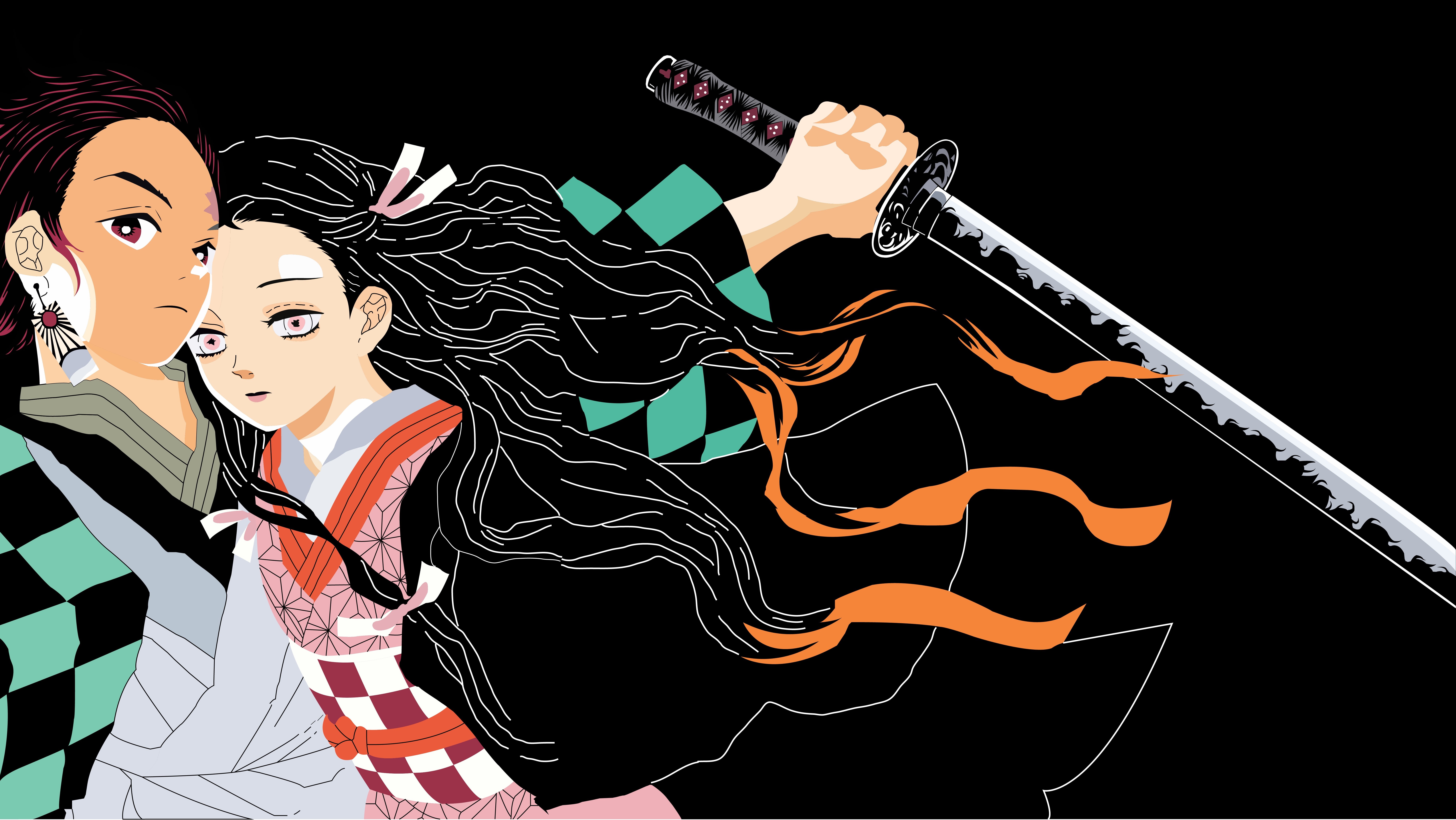 8K, Tanjirou Kamado, Anime, Demon Slayer: Kimetsu no Yaiba, Nezuko Kamado, HD Wallpaper