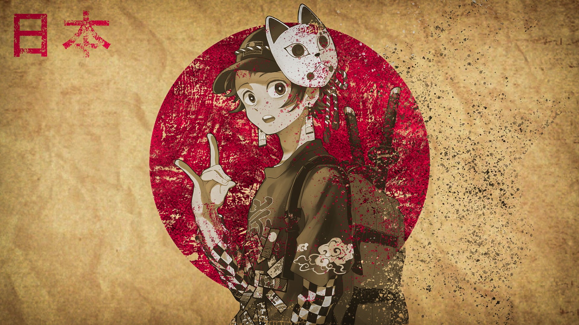 Kamado Tanjirō, katana, Kimetsu no Yaiba, 1080P, Japan, old, Tanjiro Kamado, HD Wallpaper