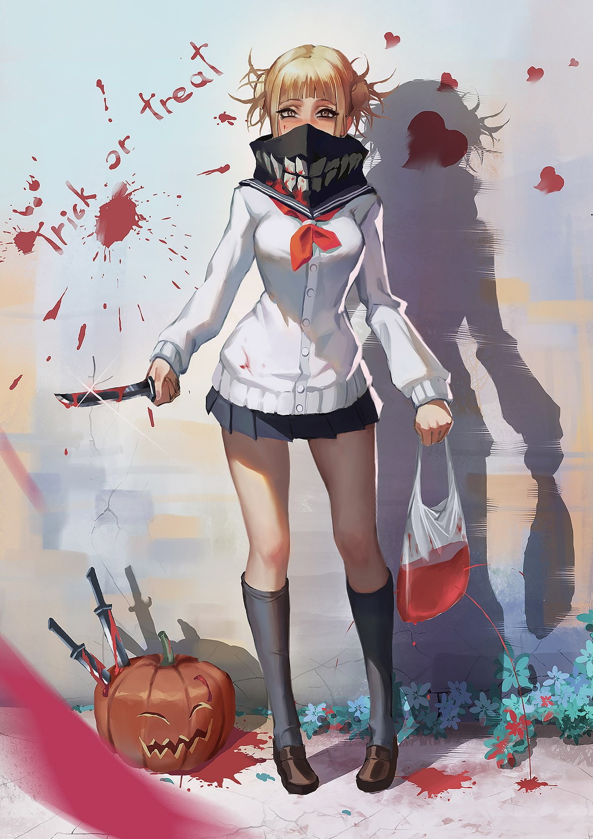 playing, indoors, females, innocence, offspring, pre-adolescent child, portrait, front view, anime girls, Halloween, women, basketball - sport, 720P, Himiko Toga, Phone HD Wallpaper