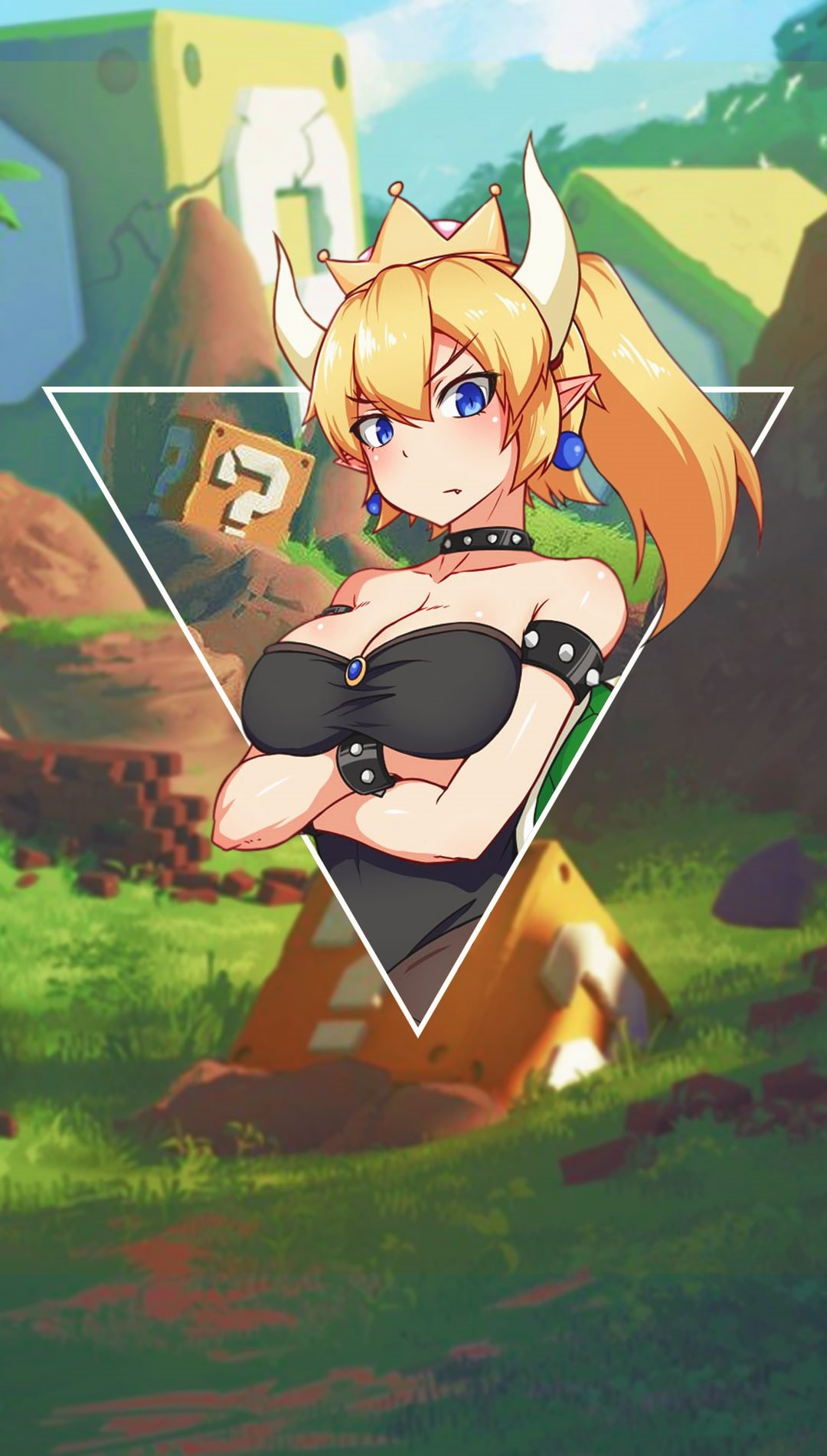 glasses, picture-in-picture, invertebrate, anime girls, plant, Bowsette, creativity, outdoors, fun, multi colored, sunlight, representation, sunglasses, Phone HD Wallpaper