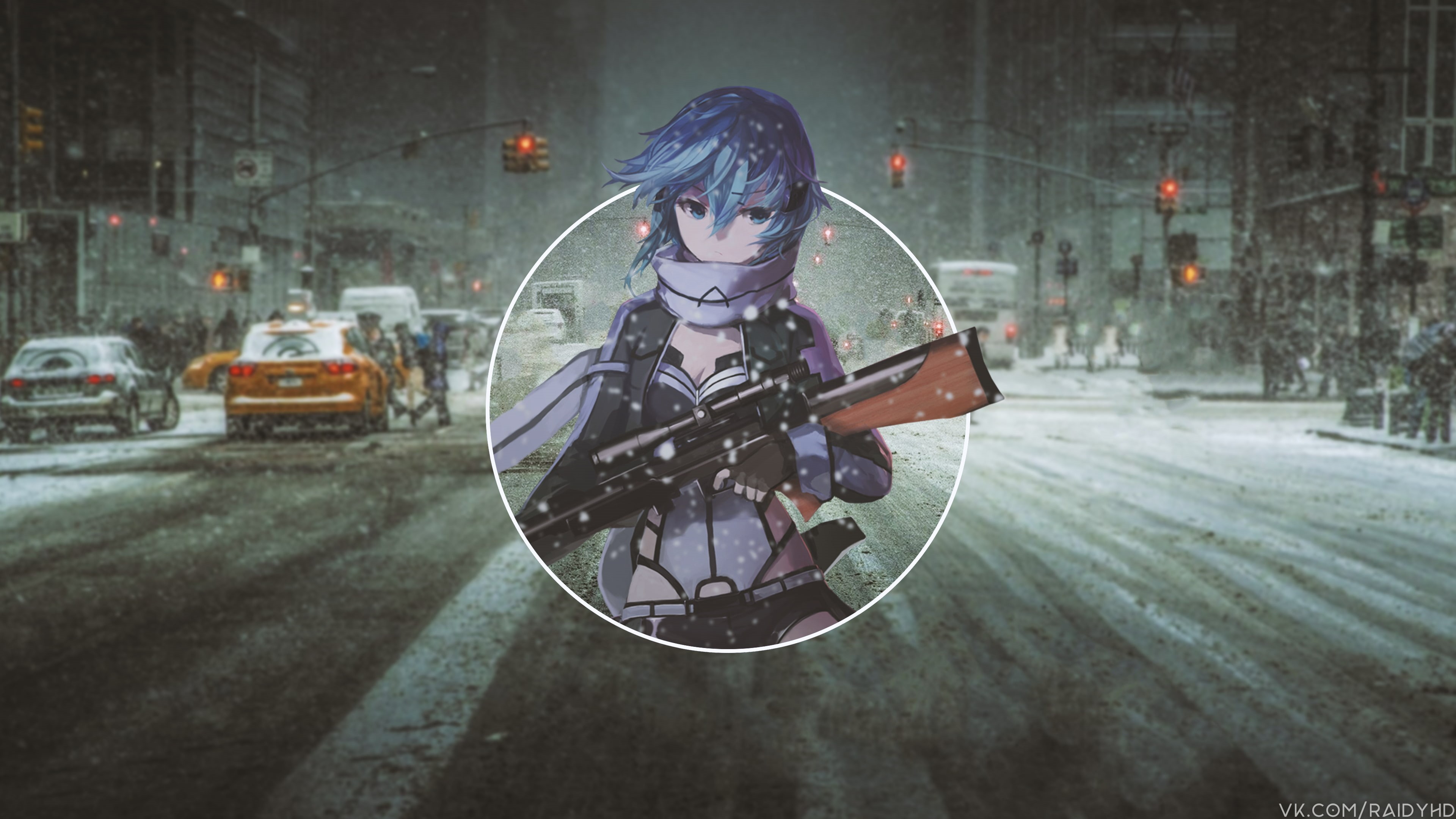 transportation, clothing, bicycle, picture-in-picture, street, land vehicle, technology, anime girls, outdoors, city, front view, motion, road, women, motor vehicle, HD Wallpaper