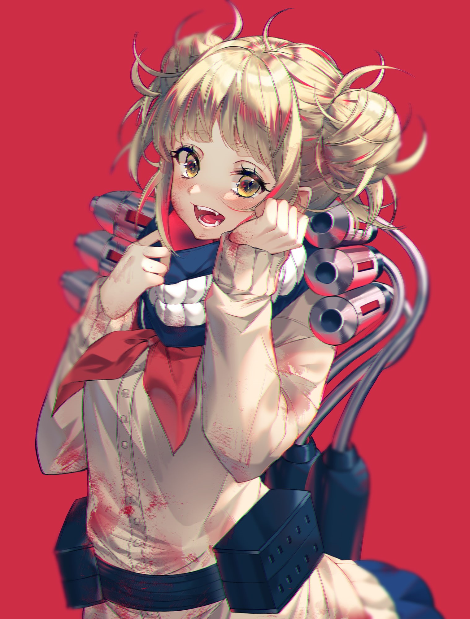 fashion, anime girls, red background, portrait, looking at camera, Boku no Hero Academia, colored background, hair, adult, women, 1080P, beautiful woman, Phone HD Wallpaper