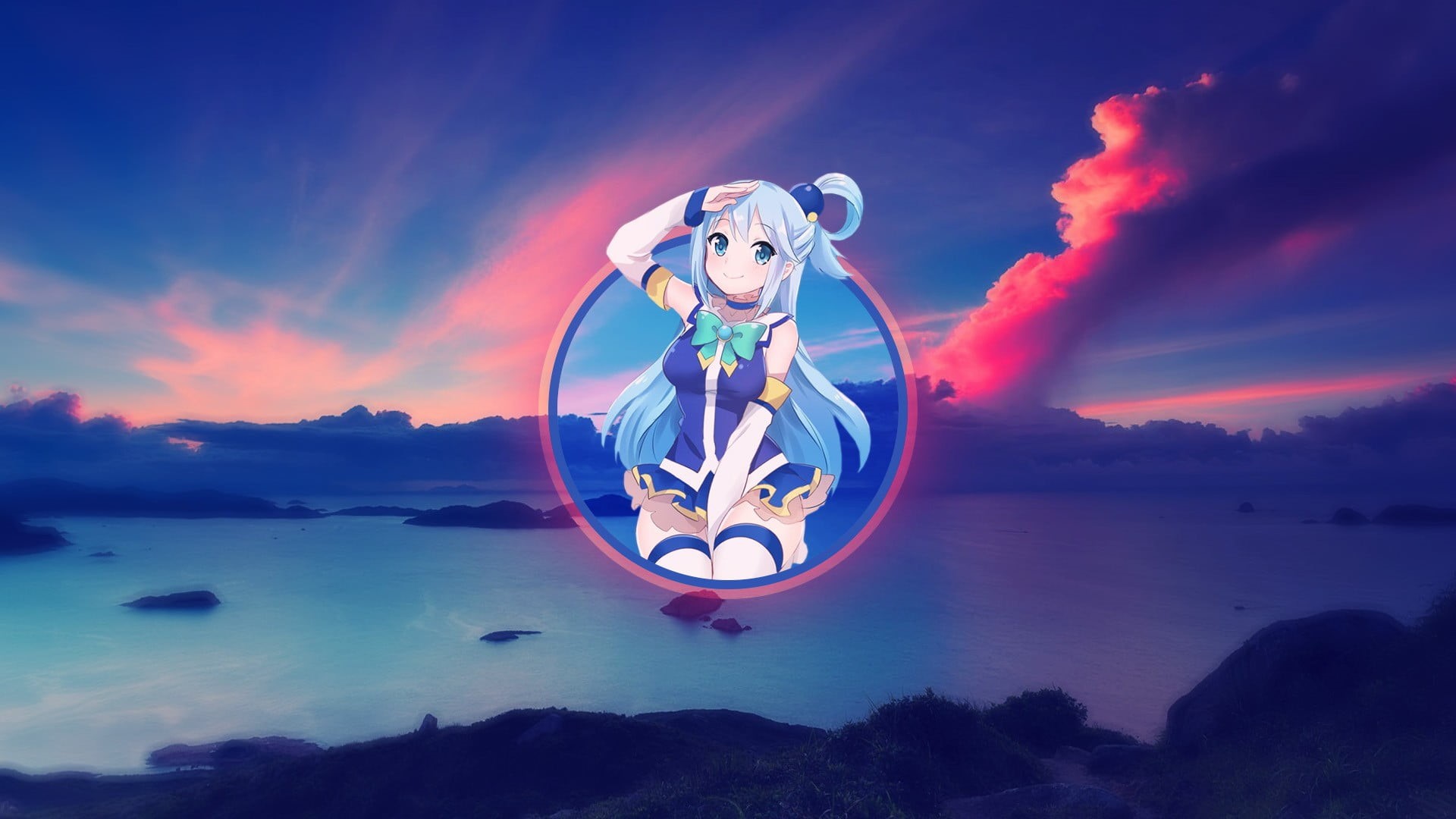 vase, 1080P, Kono Subarashii Sekai ni Shukufuku wo!, sea, one person, beauty in nature, males, motion, blue, sunset, men, sky, white, nature, reflection, HD Wallpaper