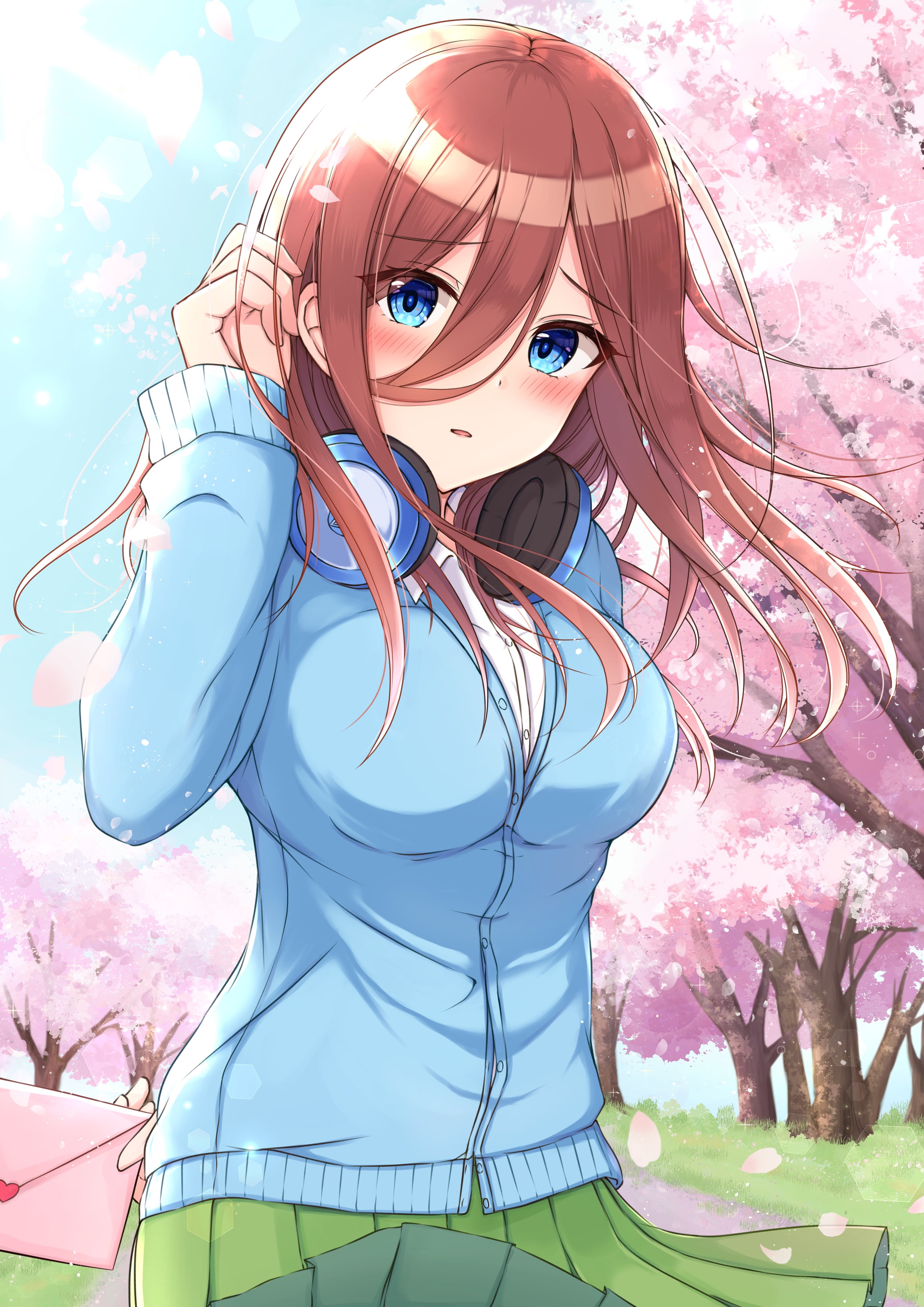 anime girls, 4K, 5-toubun no Hanayome, anime, Nakano Miku, Phone HD Wallpaper
