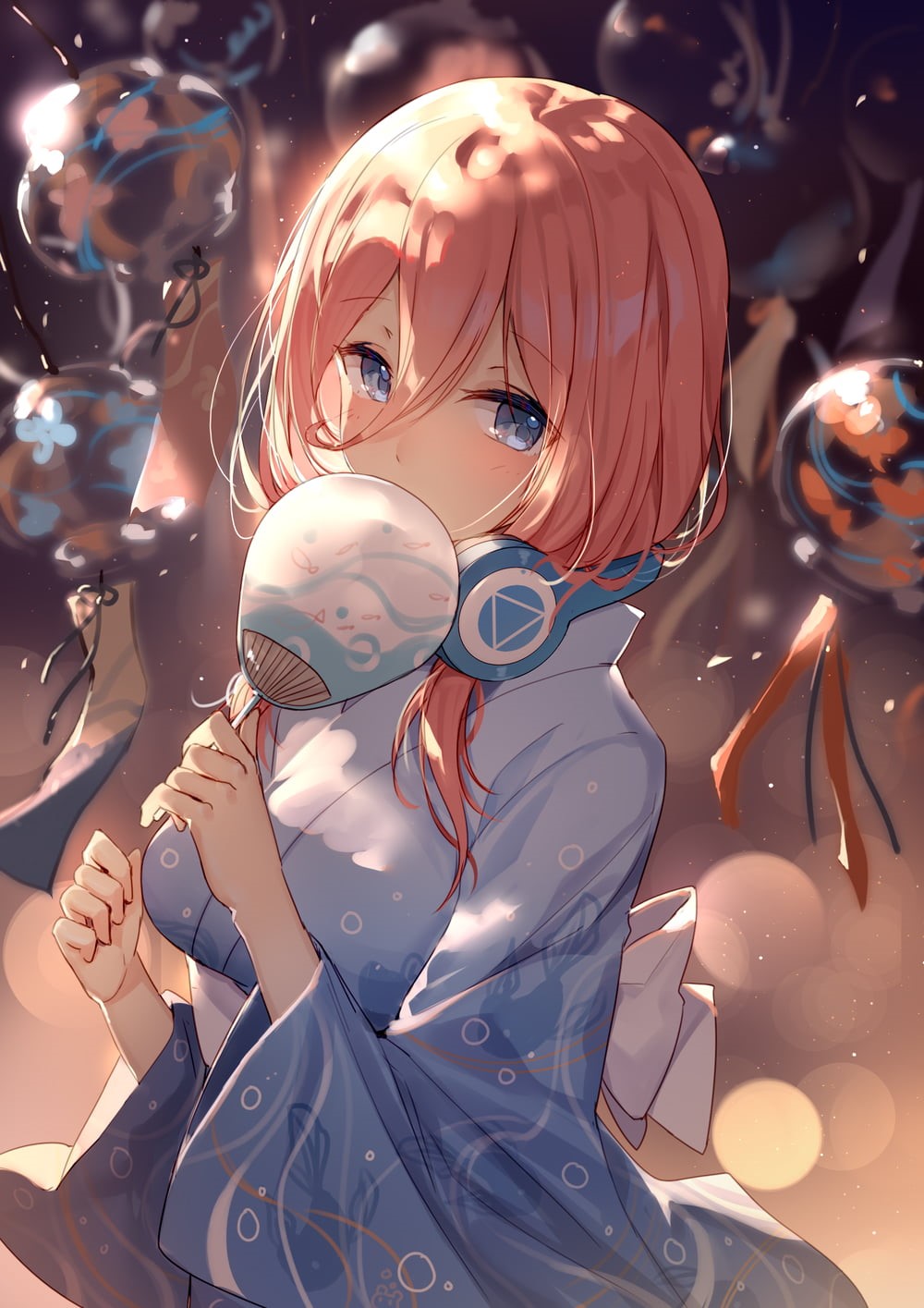 blush, Nakano Miku, kimono, 720P, 5-toubun no Hanayome, Phone HD Wallpaper