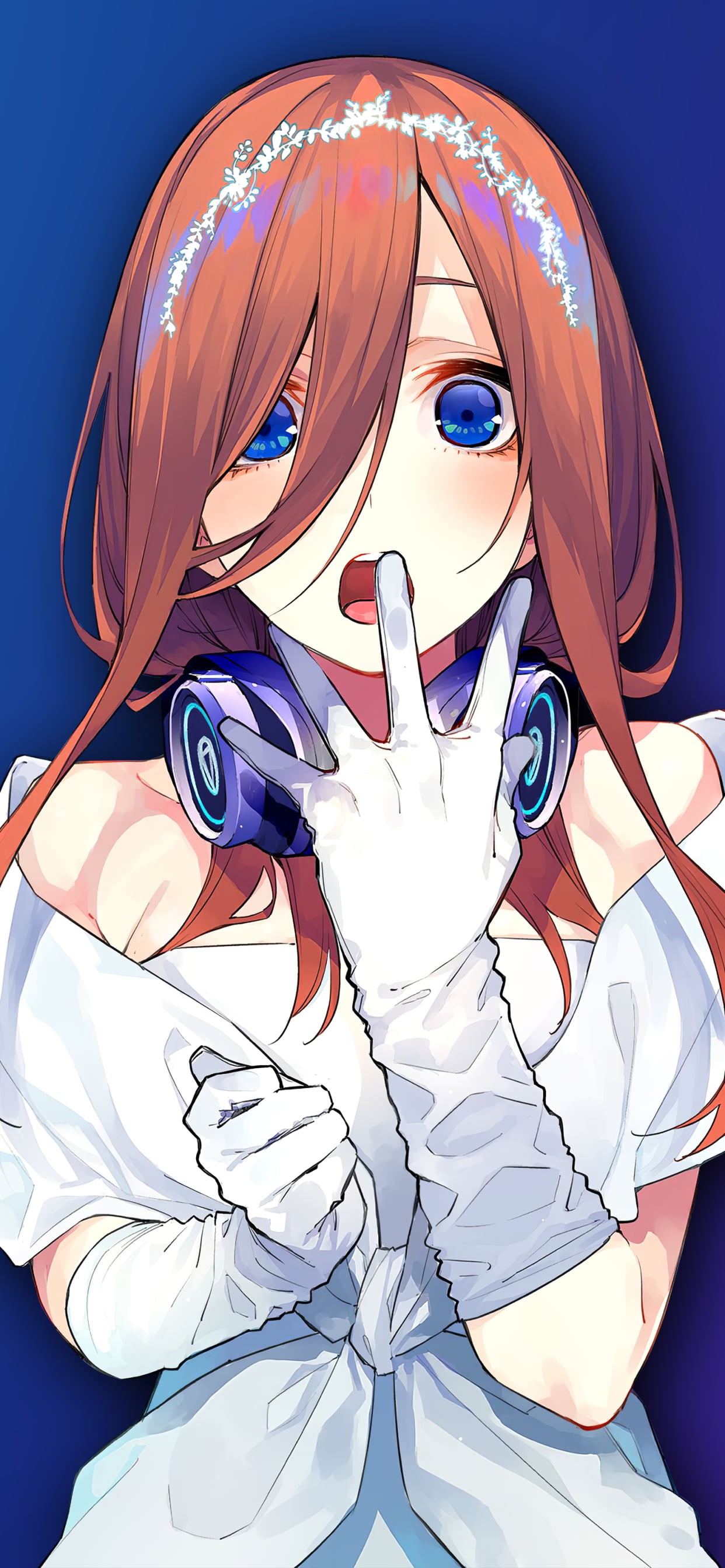 5-toubun no Hanayome, anime girls, Nakano Miku, headphones, 2K, anime, Phone HD Wallpaper