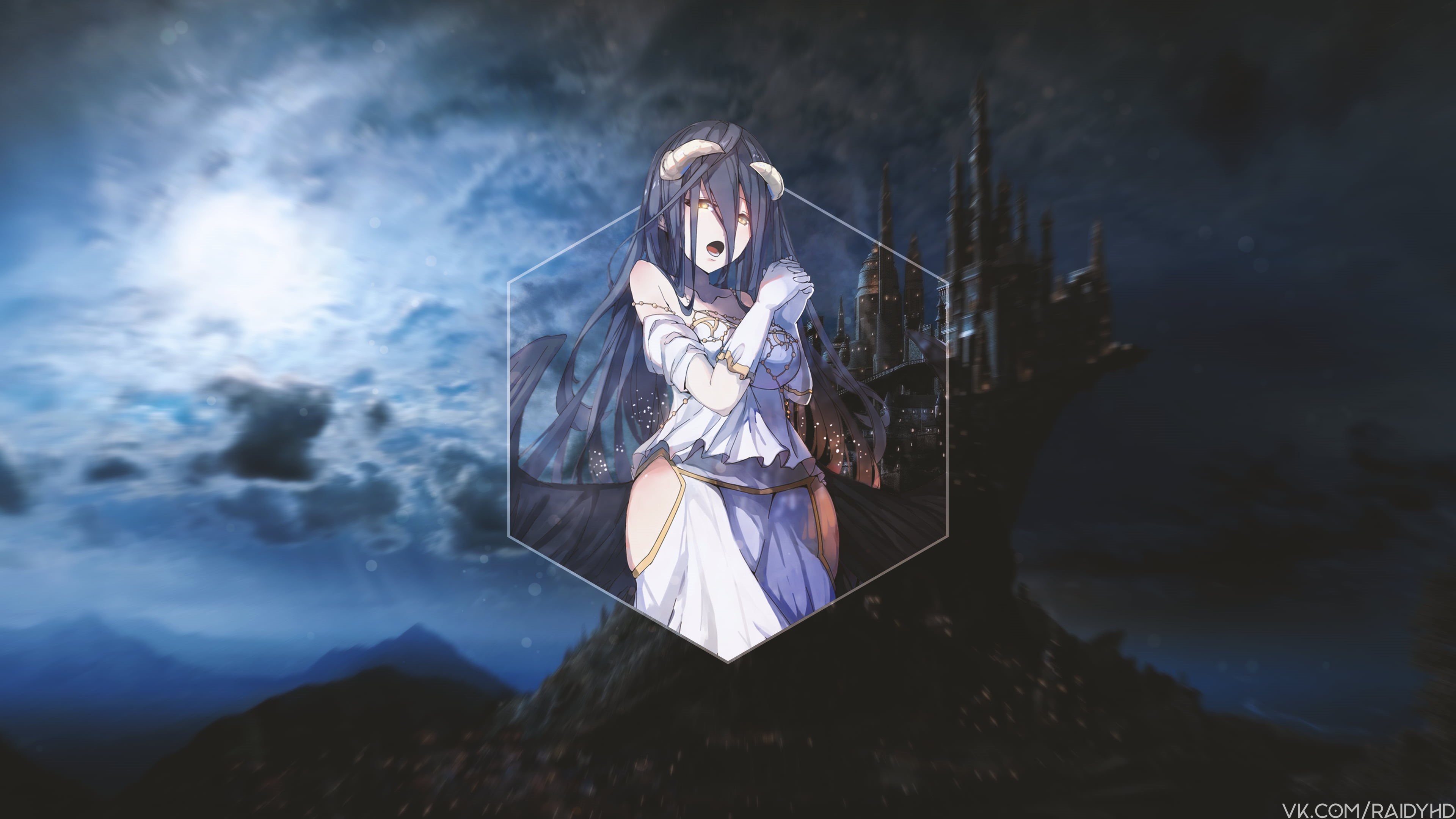 anime girls, Overlord (anime), picture-in-picture, 4K, Albedo (OverLord), anime, HD Wallpaper