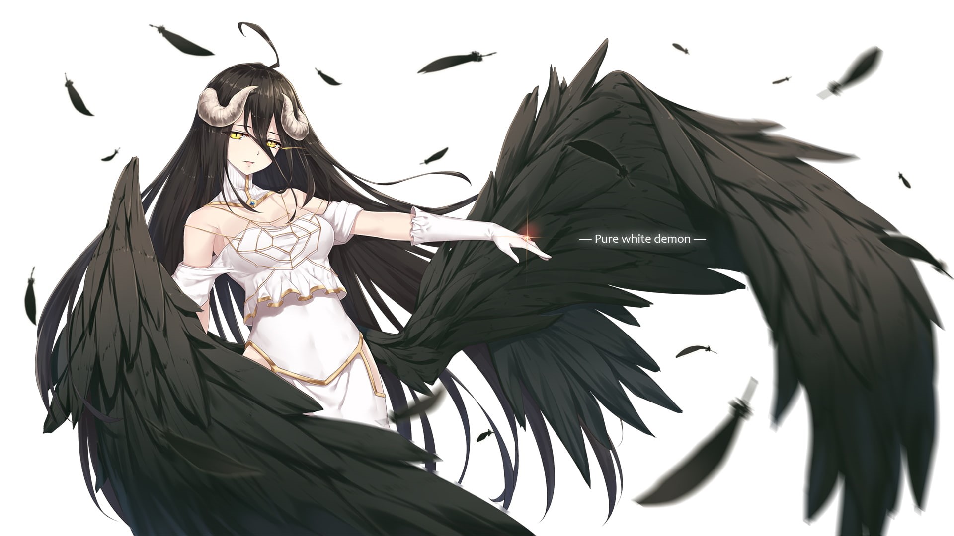 wings, 1080P, Albedo (OverLord), Overlord (anime), anime girls, HD Wallpaper