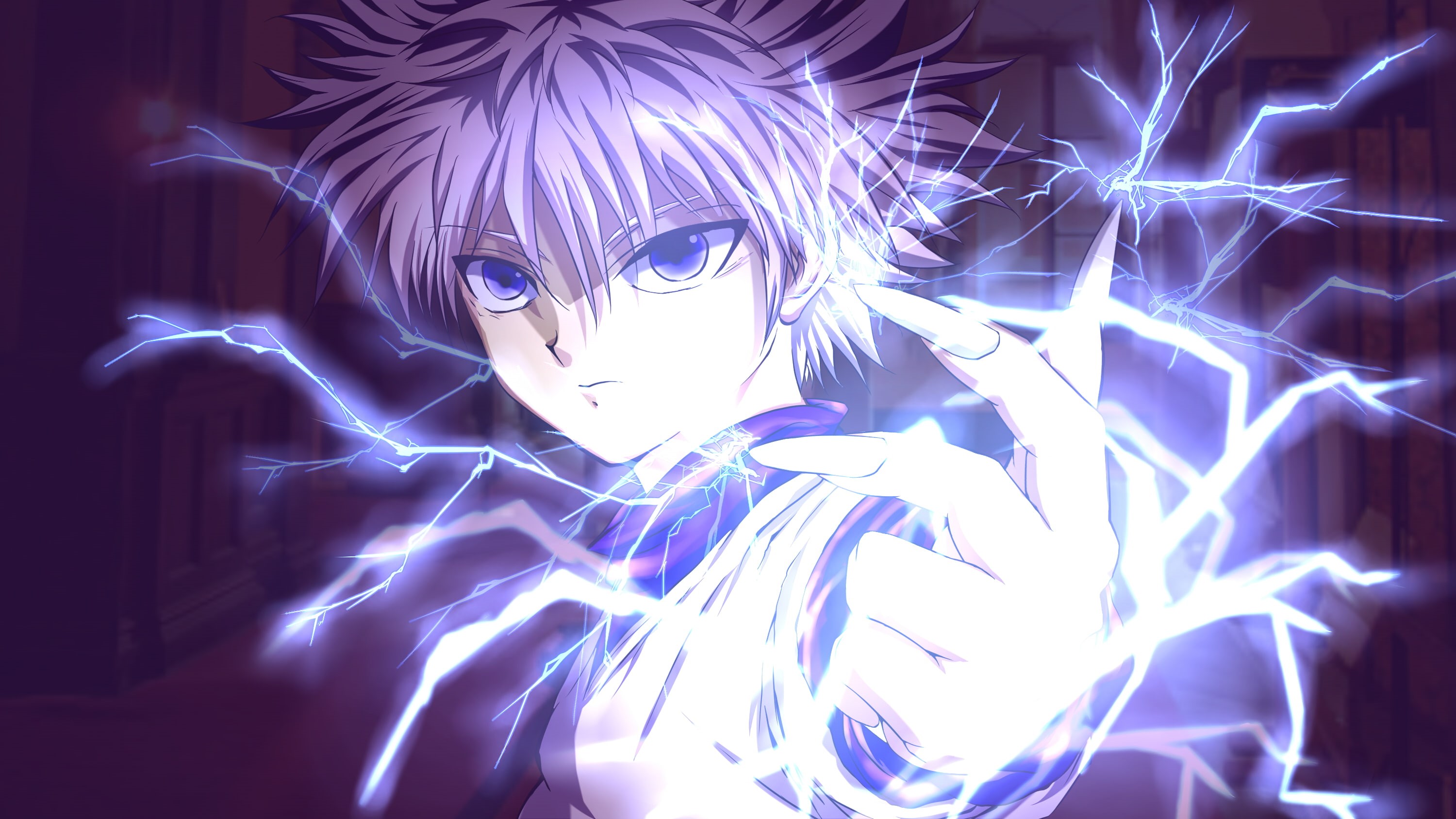 Hunter x Hunter, Anime, Killua Zoldyck, Lightning, 2K, HD Wallpaper