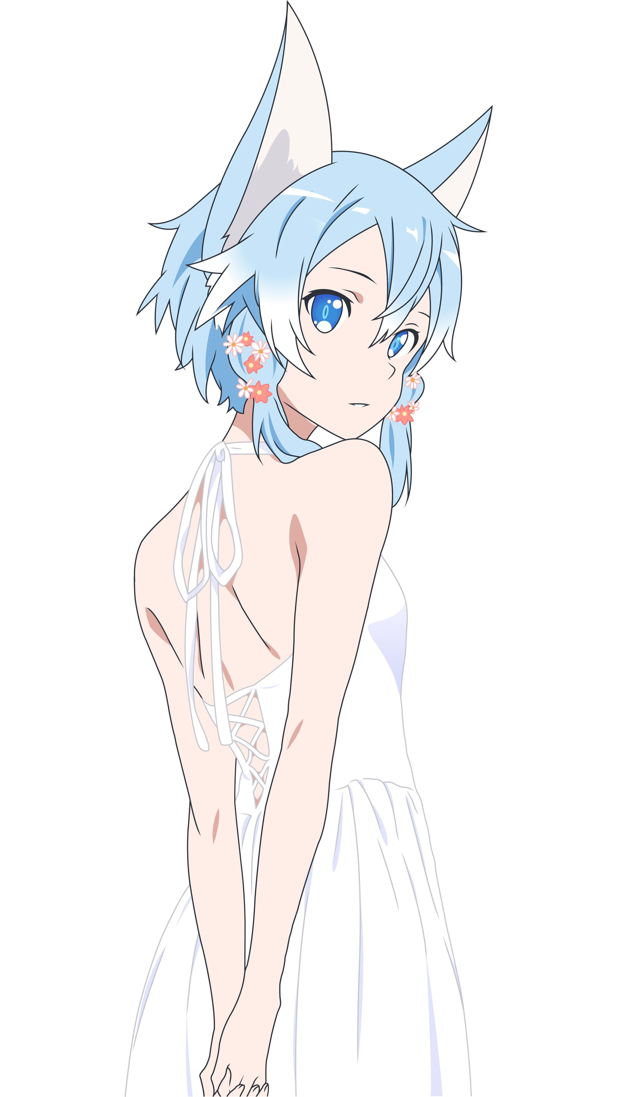 profile view, dress, beautiful woman, Sword Art Online, haired, lifestyles, young adult, wearing, white background, cut out, indoors, females, music, side view, Phone HD Wallpaper