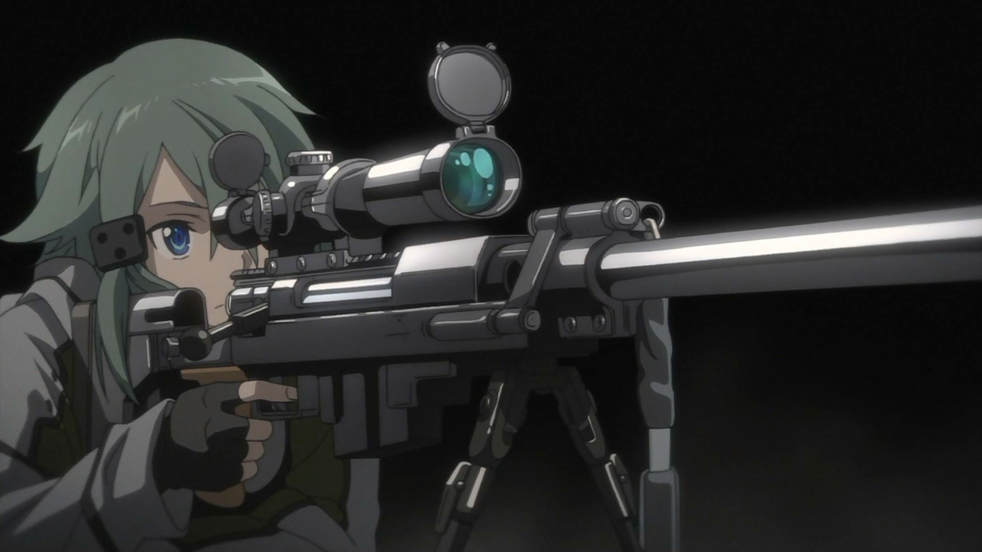 ratio, security, studio shot, illuminated, weapon, metal, 1080P, pgm, protection, lighting equipment, dark, representation, hecate, ultima, Sinon (Sword Art Online), HD Wallpaper
