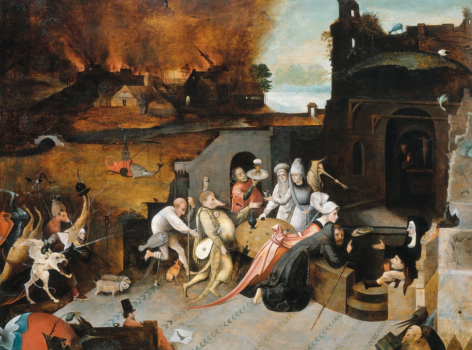 The Temptation Of St. Anthony The Hermit, Hieronymus Bosch, 1080P, mythology, picture, HD Wallpaper