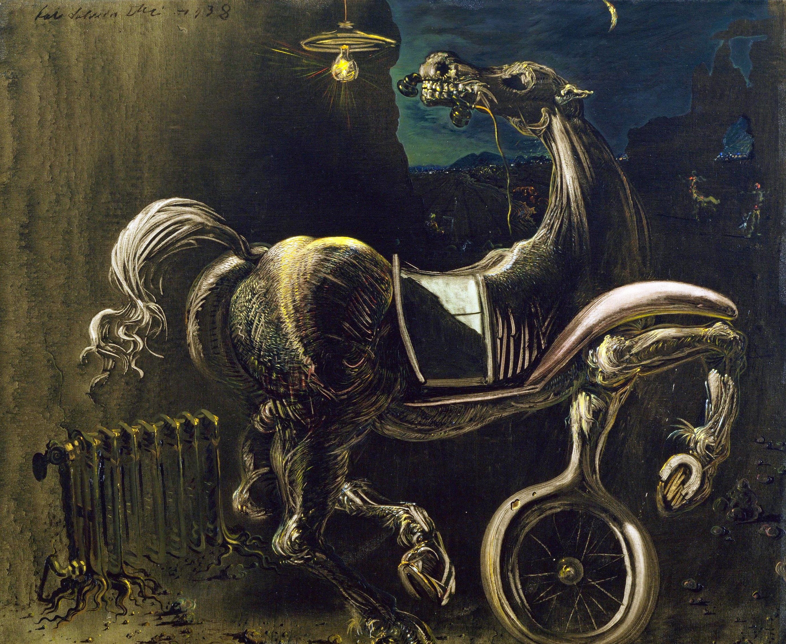 2K, surrealism, Car Wreckage Give Rise To A Blind Horse, picture, Salvador Dali, HD Wallpaper