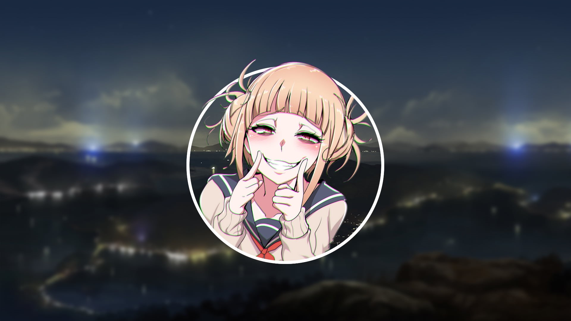 Boku no hero, blurred, 1080P, render in shapes, Himiko Toga, landscape, anime, picture-in-picture, Boku no Hero Academia, animado, HD Wallpaper
