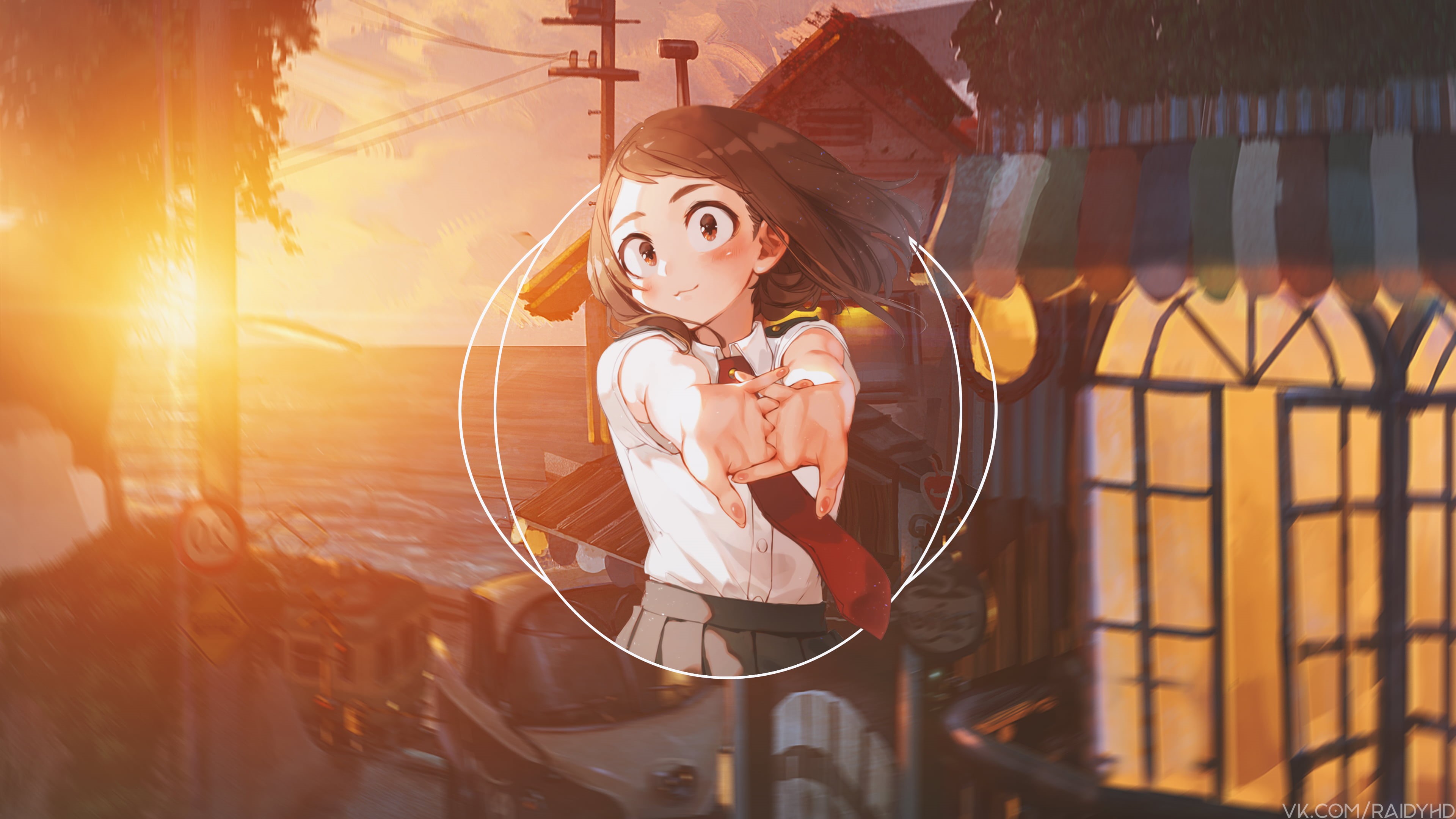 anime girls, Ochako Uraraka, 4K, Uraraka Ochako, anime, picture-in-picture, HD Wallpaper