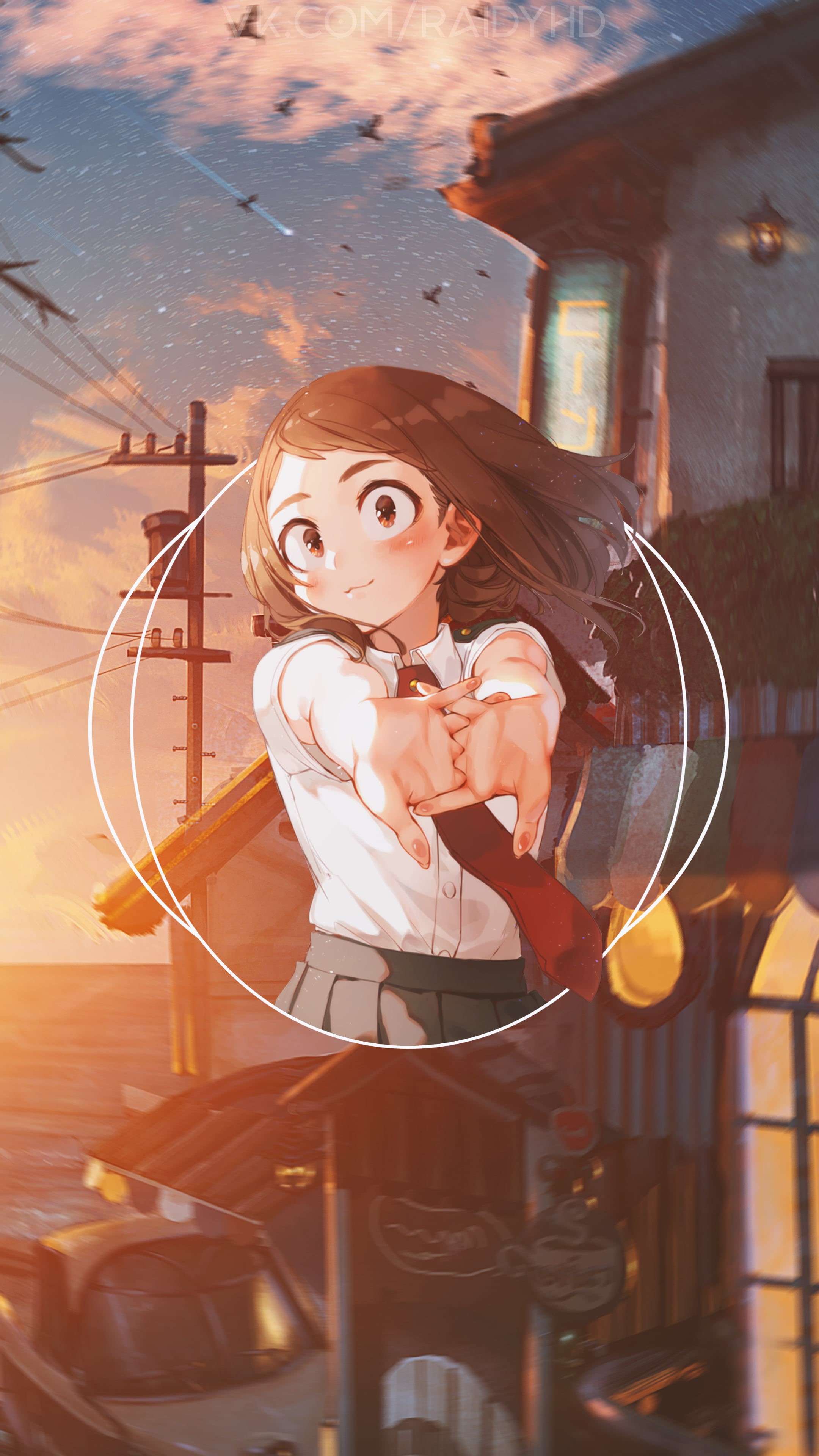 picture-in-picture, Uraraka Ochako, anime girls, 4K, Ochako Uraraka, anime, Phone HD Wallpaper