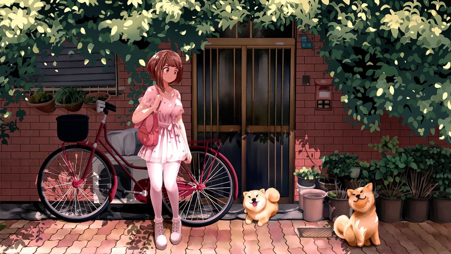 Ochako Uraraka, 1080P, Boku no hero, Boku no Hero Academia, dog, anime, Uraraka Ochako, HD Wallpaper