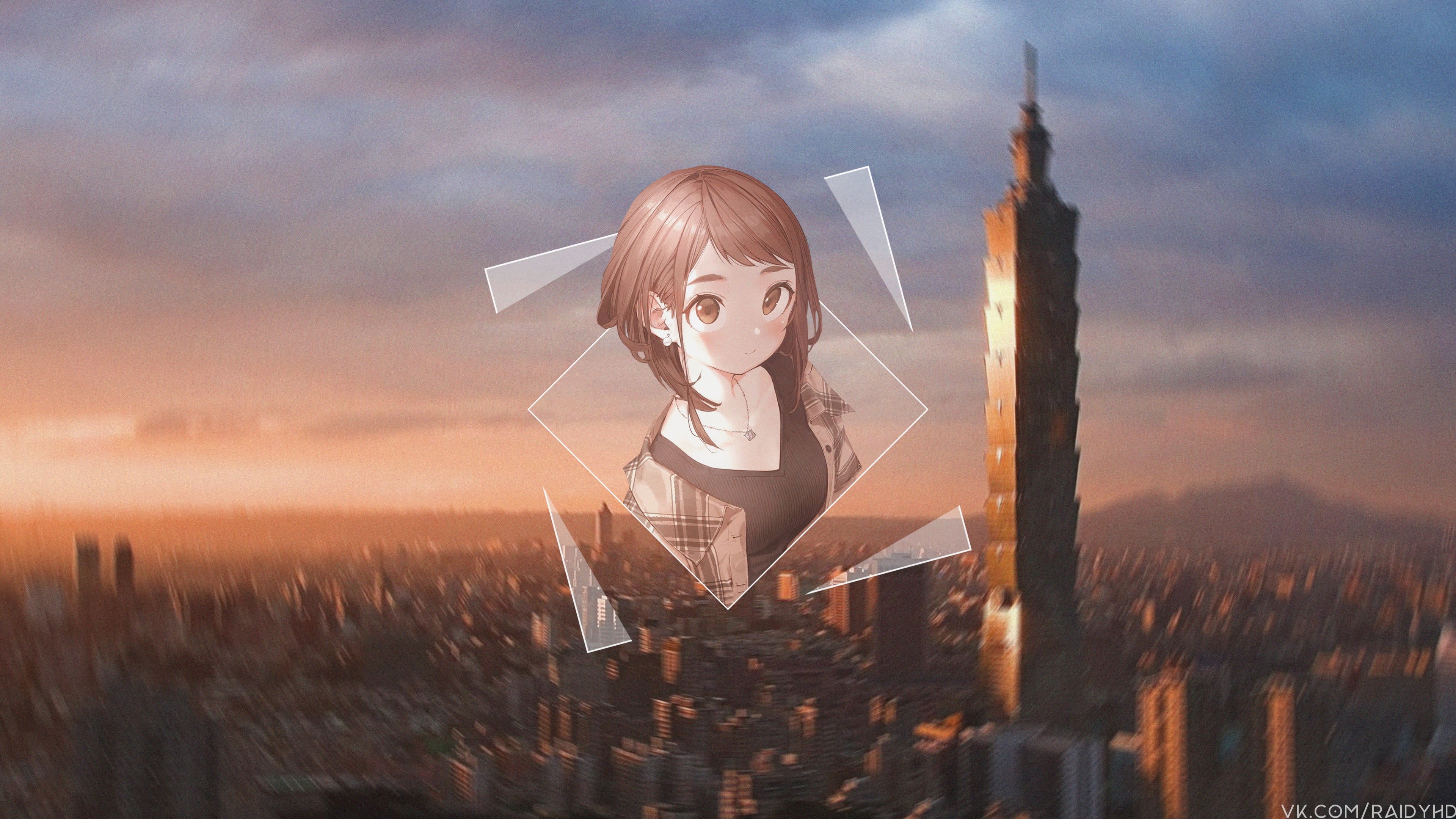4K, Uraraka Ochako, picture-in-picture, anime girls, Boku no Hero Academia, Ochako Uraraka, anime, HD Wallpaper