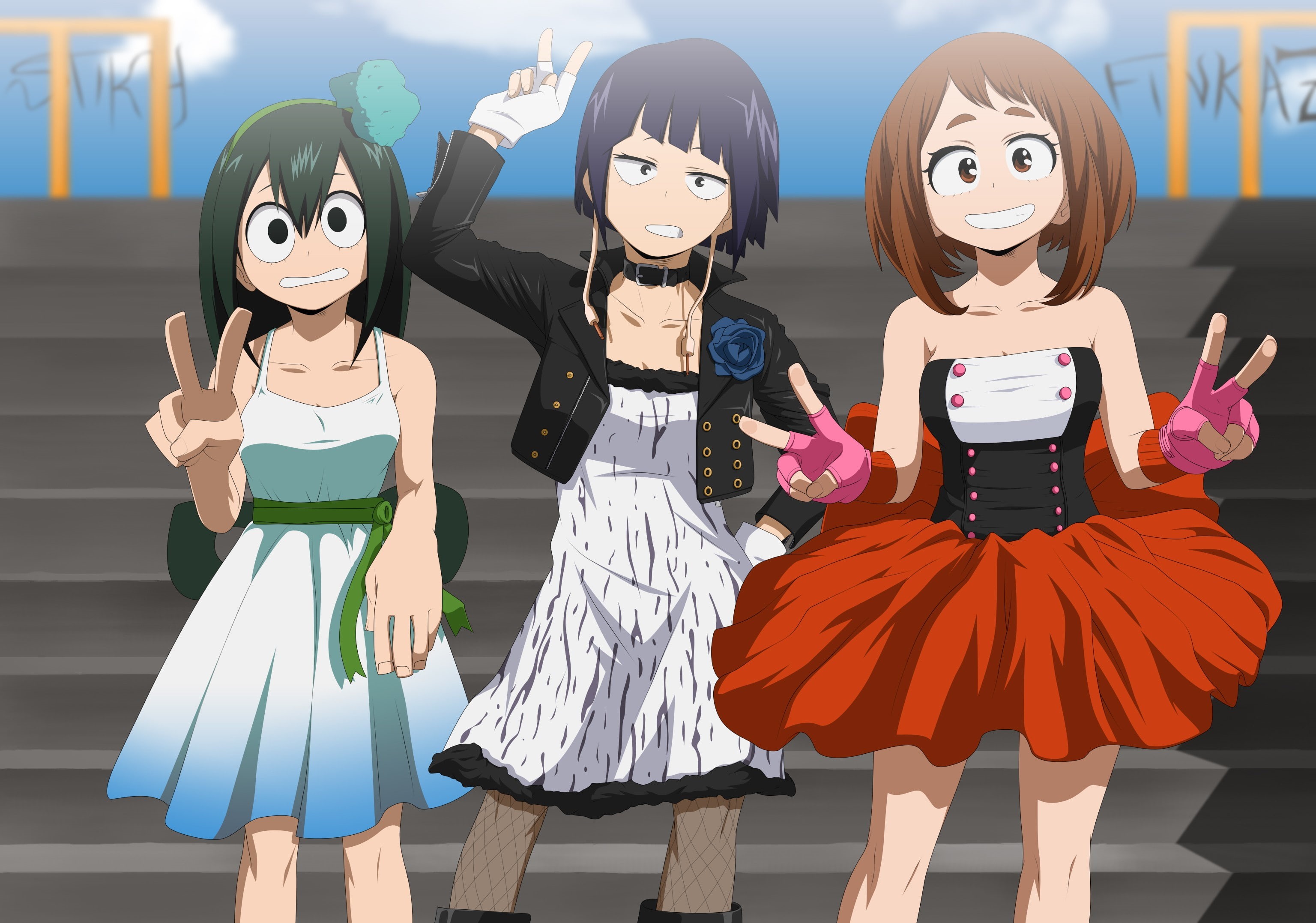 Tsuyu Asui, Boku no Hero Academia, 2K, Uraraka Ochako, anime girls, Jirō Kyōka, HD Wallpaper