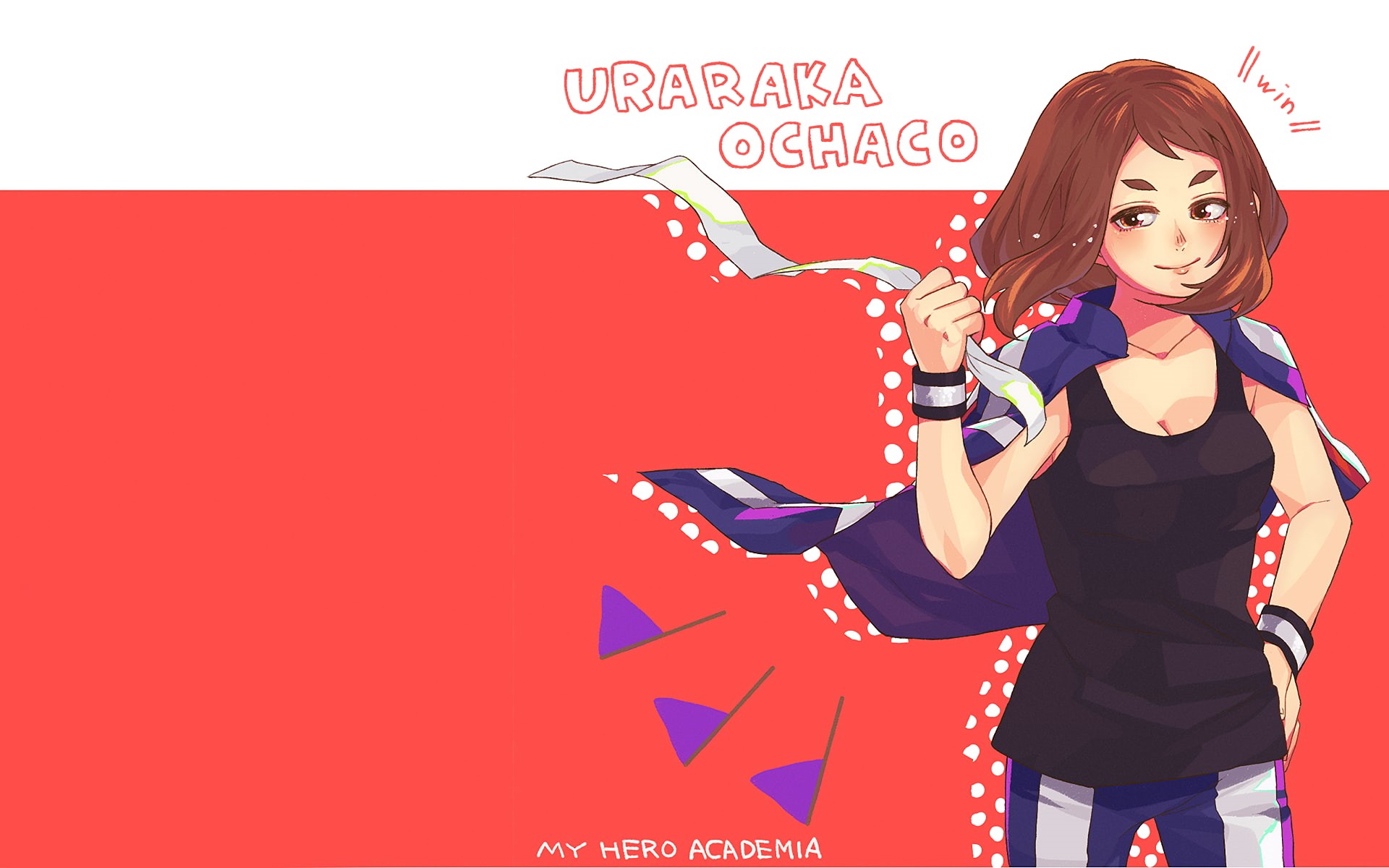 beautiful woman, blue, copy space, Boku no Hero Academia, young women, leisure activity, one person, casual clothing, Uraraka Ochako, females, red, three quarter length, HD Wallpaper