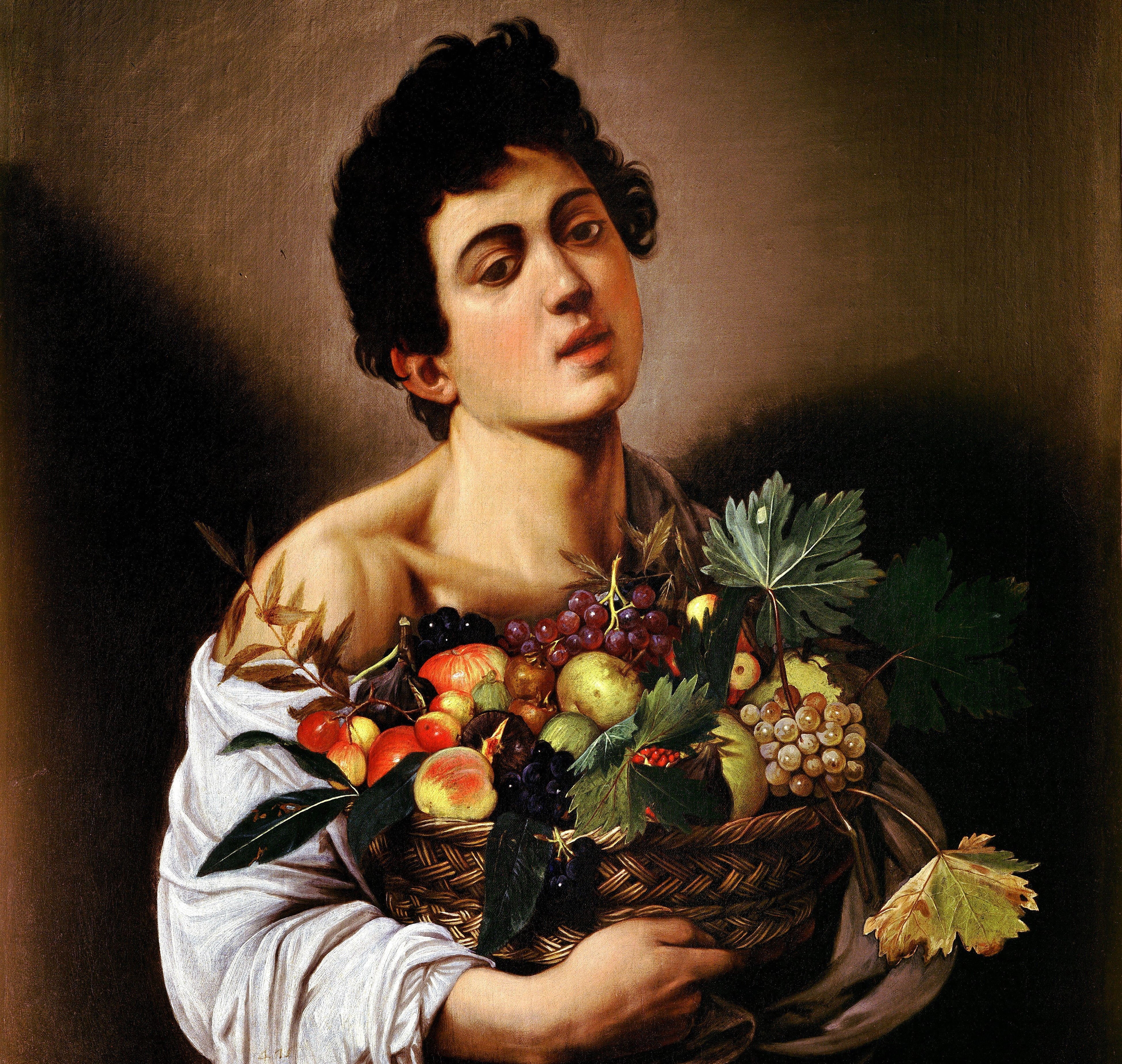 Michelangelo Merisi da Caravaggio, Boy with a Basket of Fruit, 4K, portrait, picture, Caravaggio, HD Wallpaper