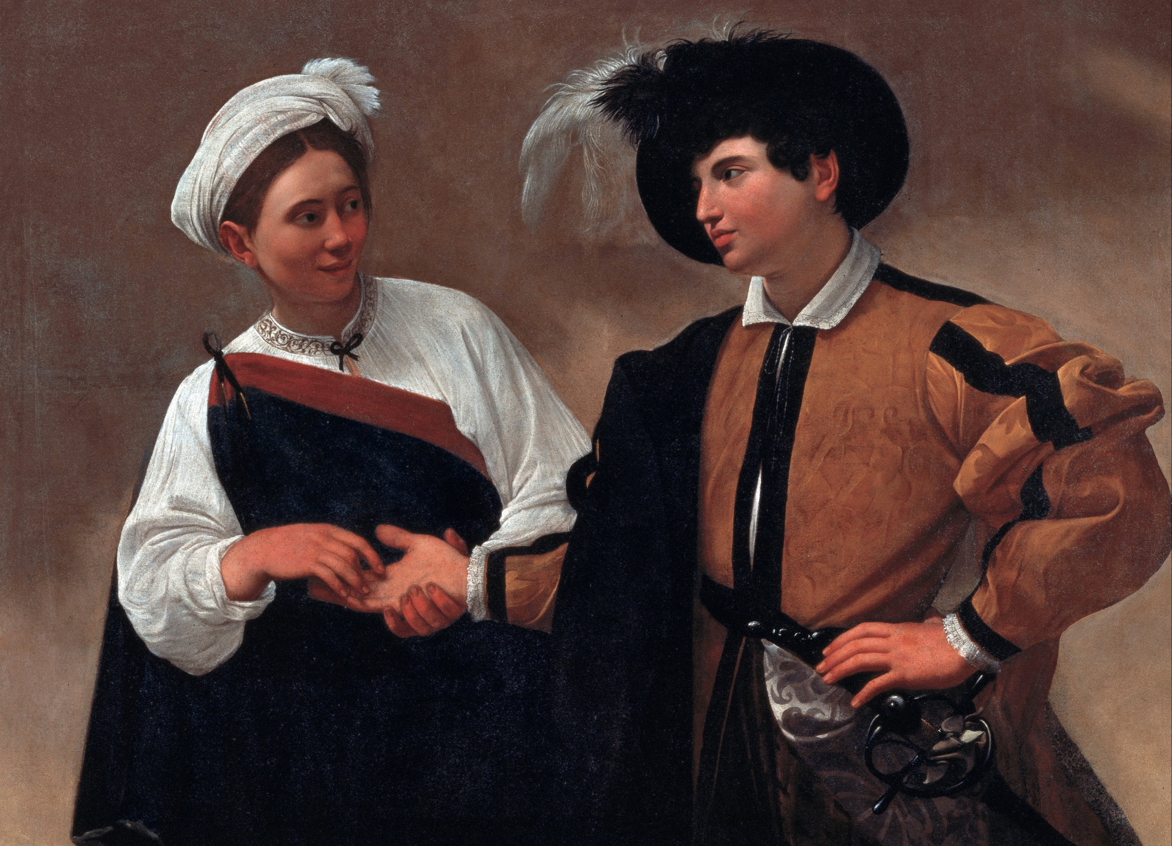 portrait, genre, Caravaggio, The fortune teller, Michelangelo Merisi da Caravaggio, picture, 4K, HD Wallpaper