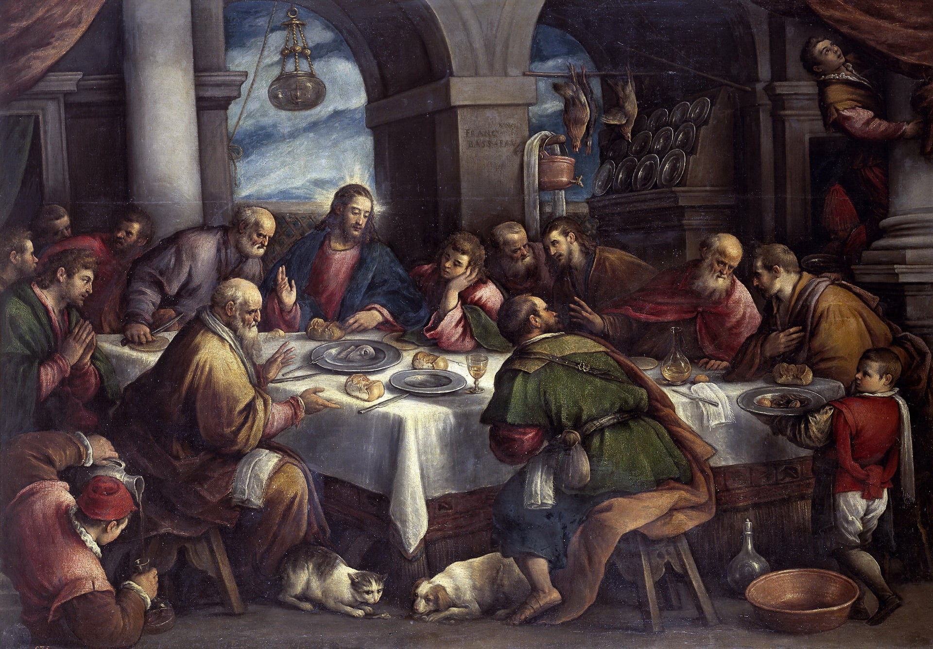 painting, mythology, The Last Supper, Francesco Bassano, genre, religion, the Bible, picture, 1080P, supper, last, HD Wallpaper