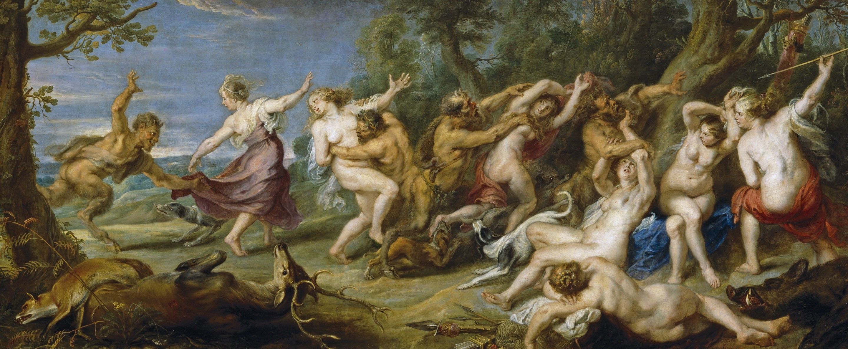 Pieter Paul Rubens, 2K, mythology, Peter Paul Rubens, Diana and her Nymphs Frightened Satyrs, picture, HD Wallpaper